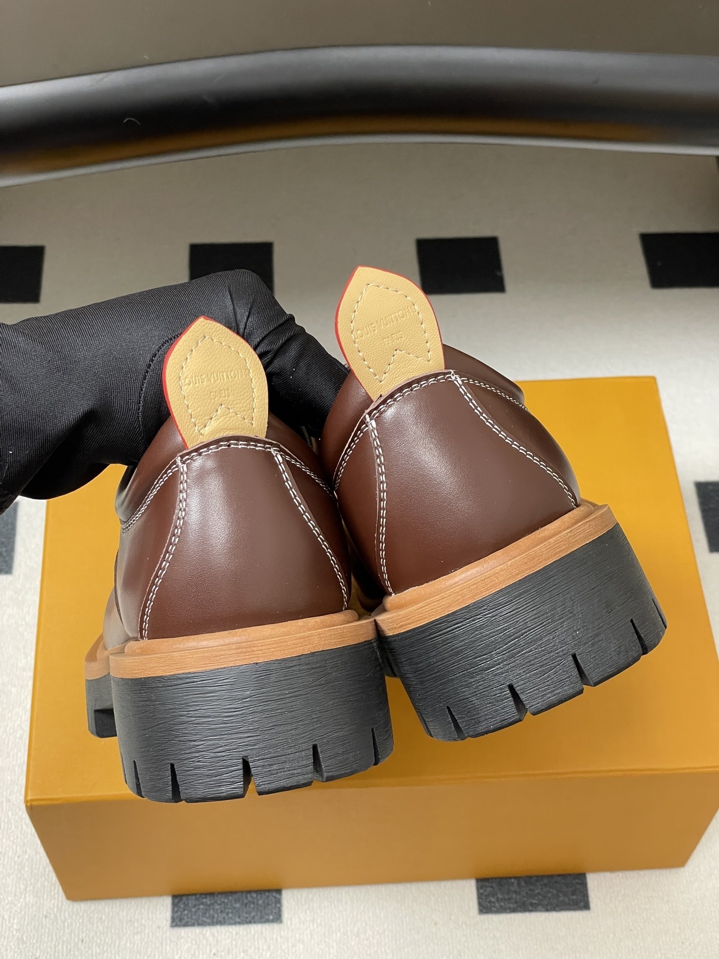 Men's Chunky Brown Leather Platform Shoes - Lug Sole Derby