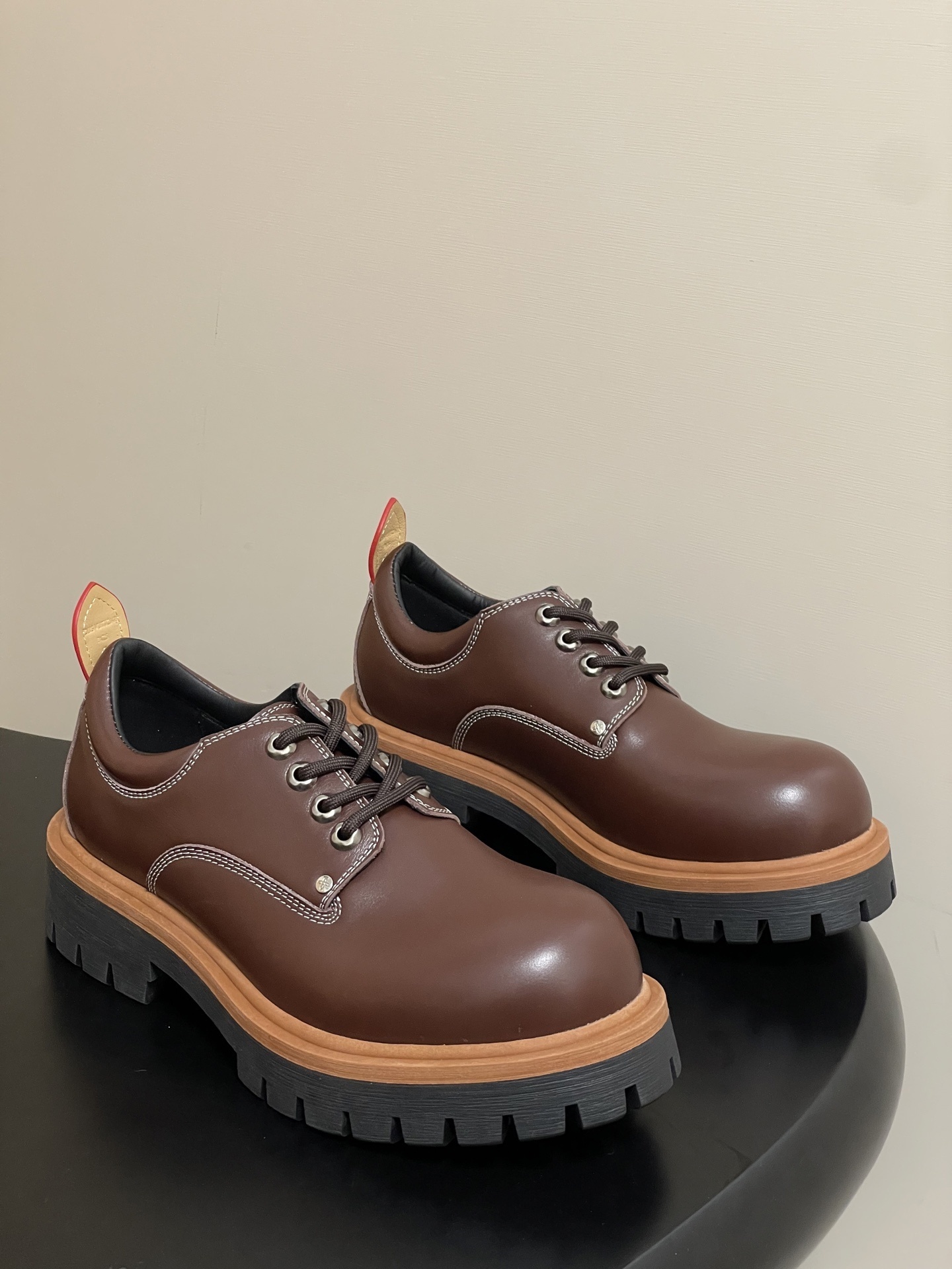 Men’s Chunky Brown Leather Platform Shoes – Lug Sole Derby