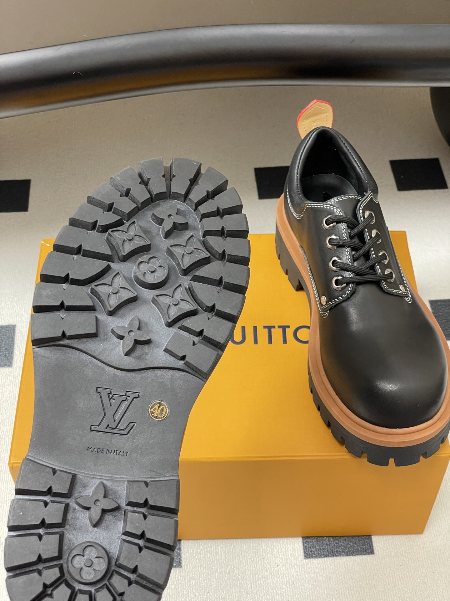 Louis Vuitton Academy Derby Black Leather Chunky Platform Shoes