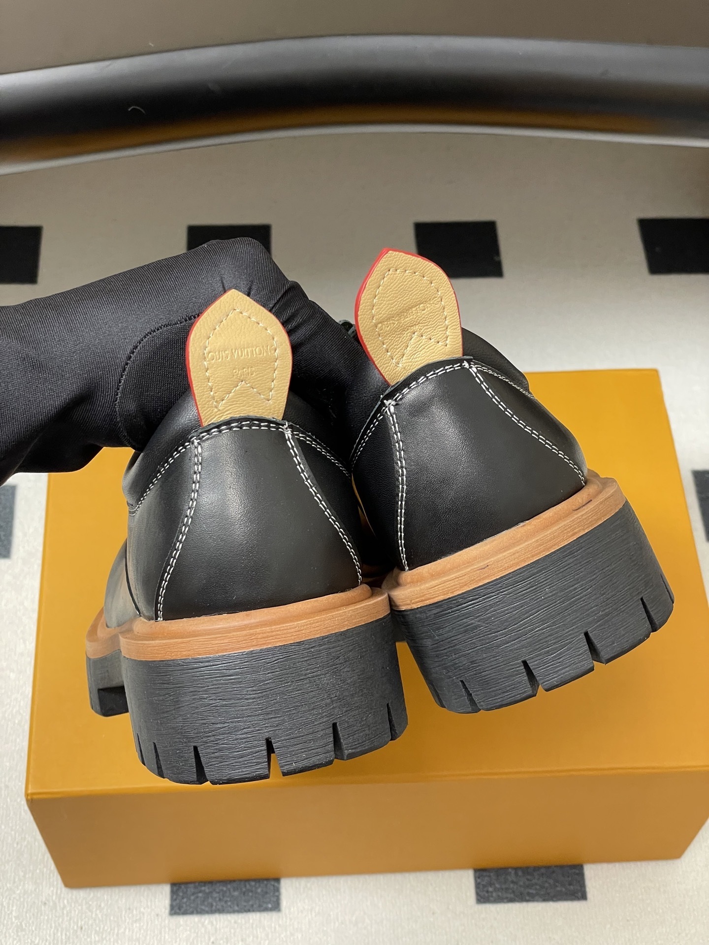 Louis Vuitton Academy Derby Black Leather Chunky Platform Shoes