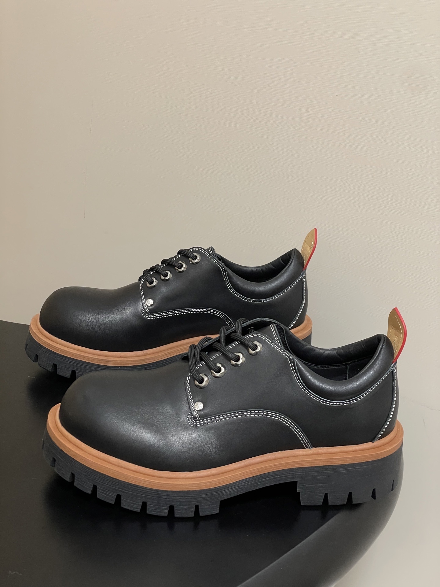 Louis Vuitton Academy Derby Black Leather Chunky Platform Shoes
