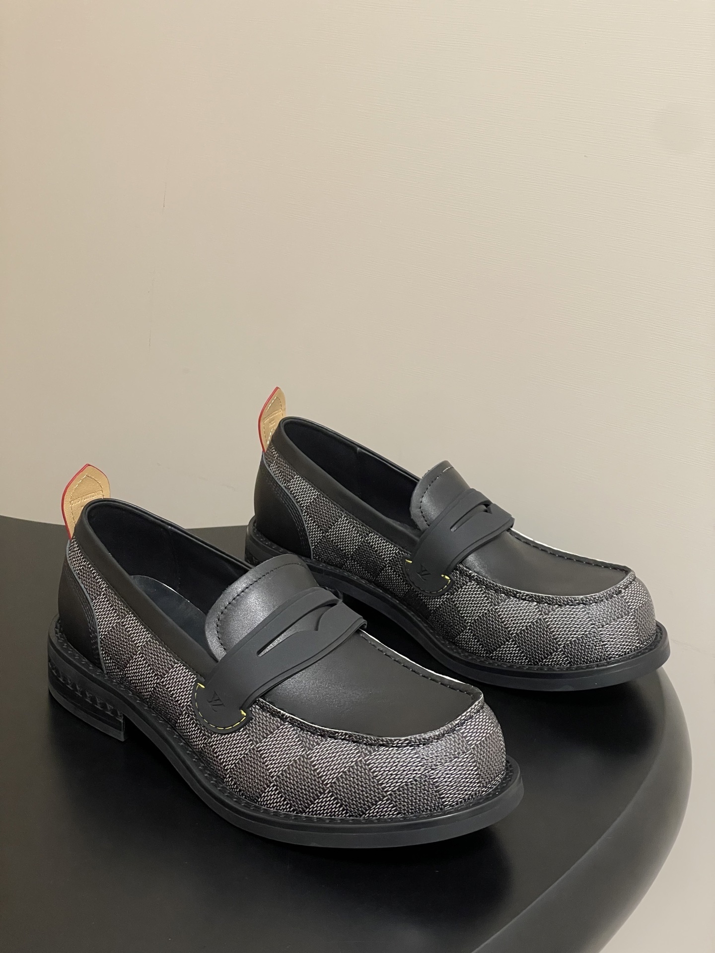 Men’s Designer Damier Graphite Leather Penny Loafers – Luxury Shoes