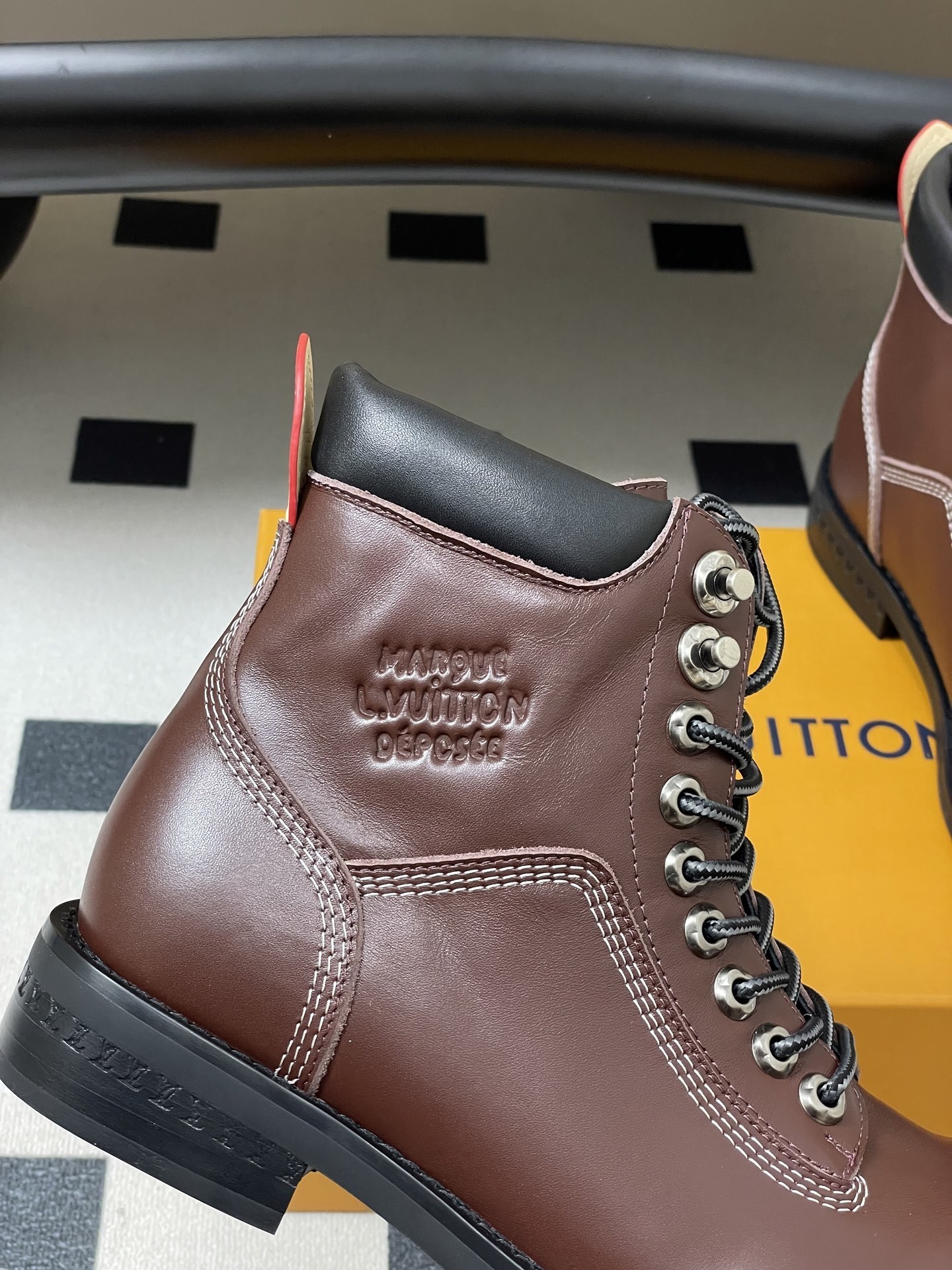 Louis Vuitton Men's Brown Leather Ranger Combat Ankle Boots