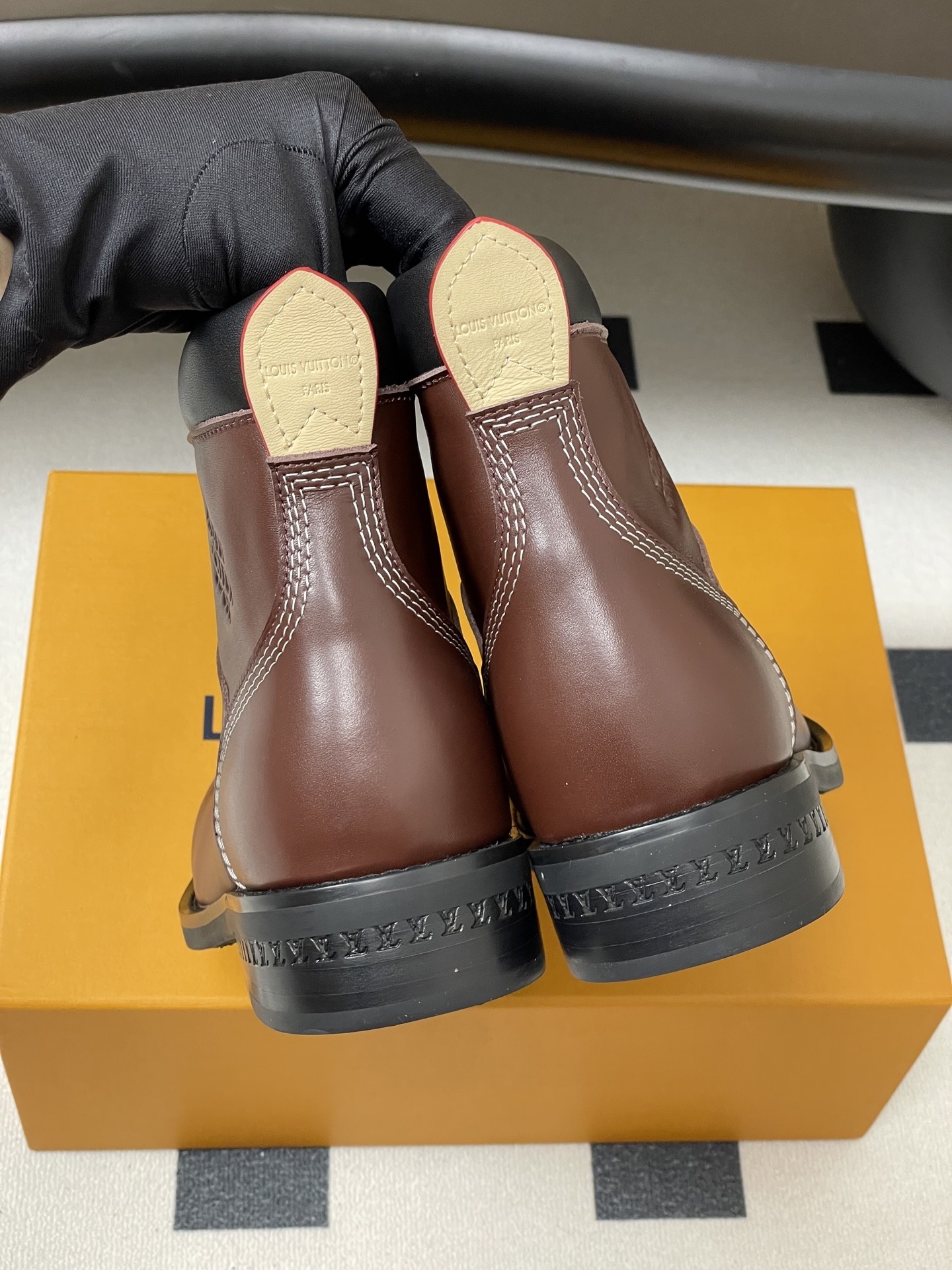 Louis Vuitton Men's Brown Leather Ranger Combat Ankle Boots