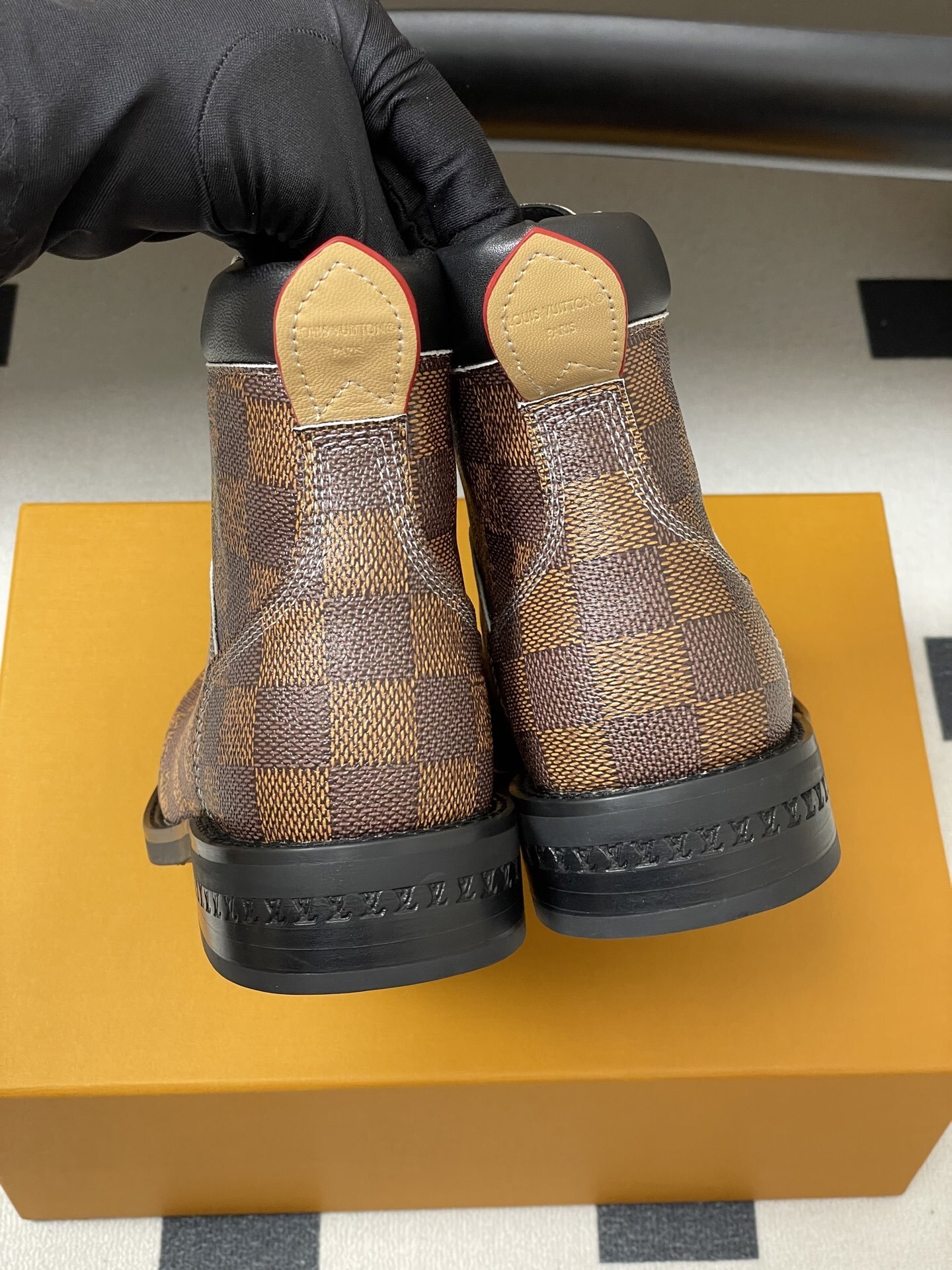 Louis Vuitton Damier Ebene Territory Flat Ranger Combat Boots