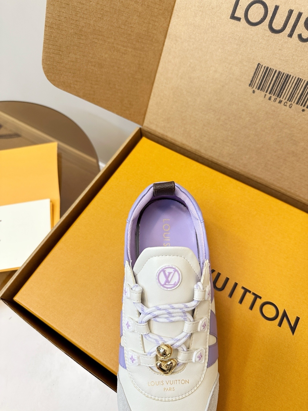 Louis Vuitton Women's White & Lilac Low-Top Sneakers with Charms