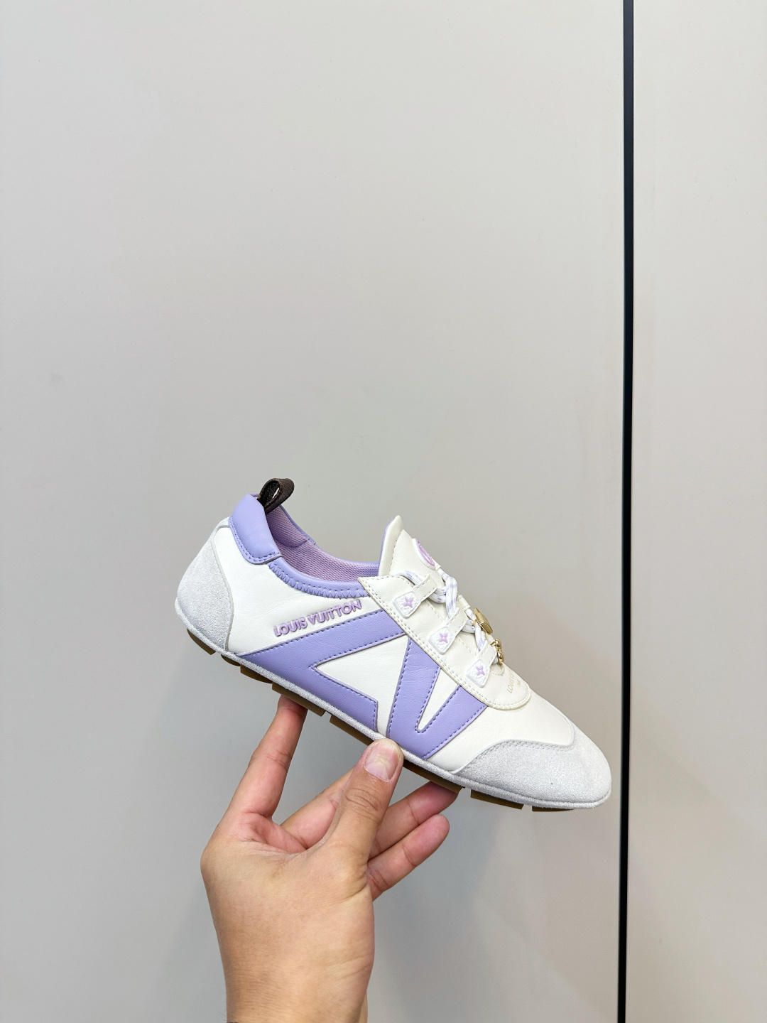 Louis Vuitton Women's White & Lilac Low-Top Sneakers with Charms
