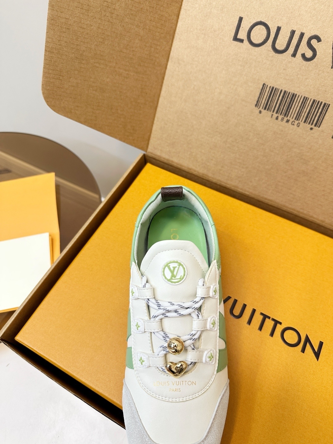 Louis Vuitton Women's Luxury Mint Green & White Fashion Sneakers