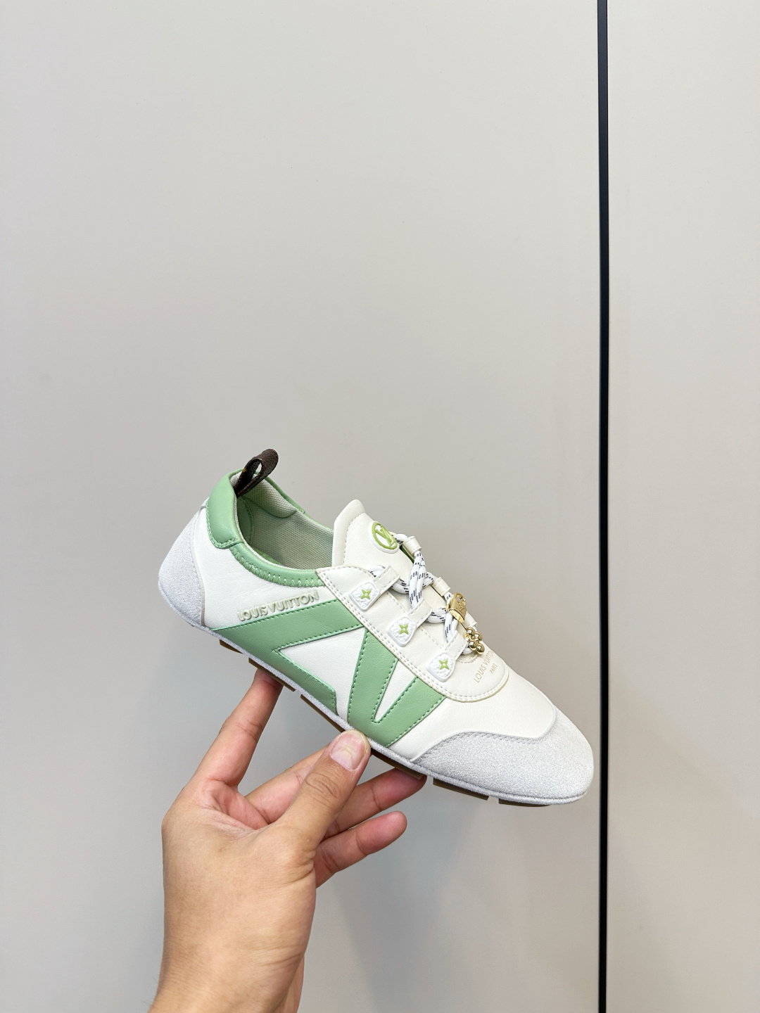 Louis Vuitton Women's Luxury Mint Green & White Fashion Sneakers