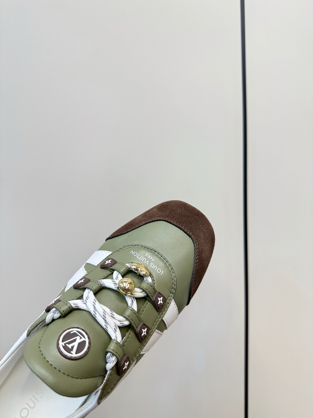 Louis Vuitton Luxury Olive Green Women's Sneakers with Charms