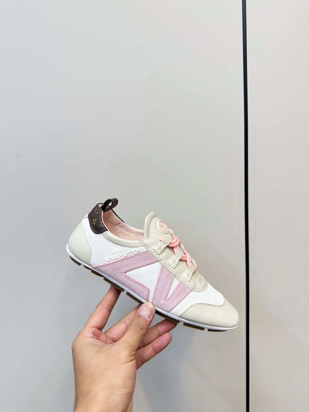 Louis Vuitton Run 55 Women's Sneakers - White & Pink Monogram