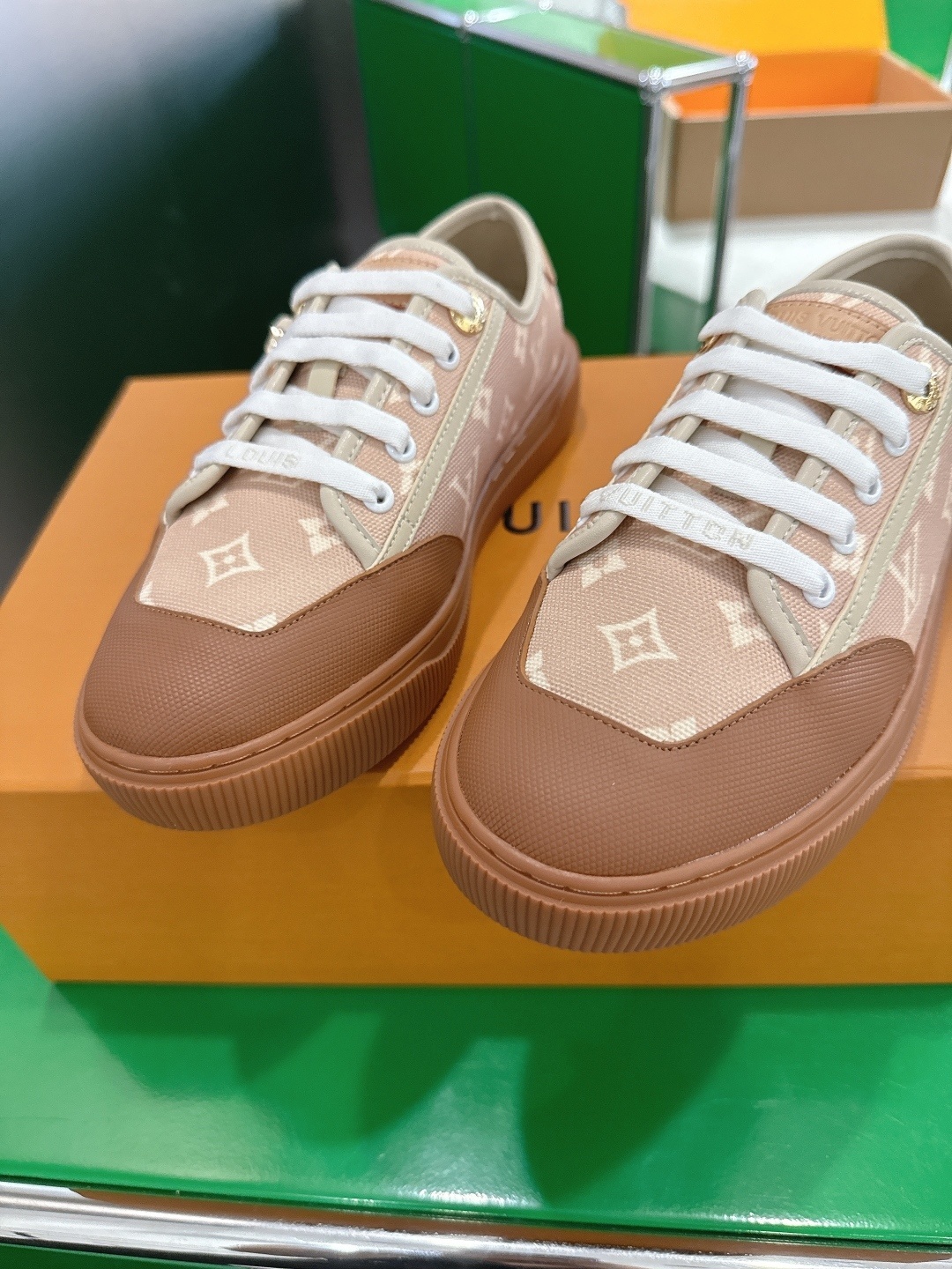 Louis Vuitton Monogram Canvas Low-Top Sneakers - Beige & Brown