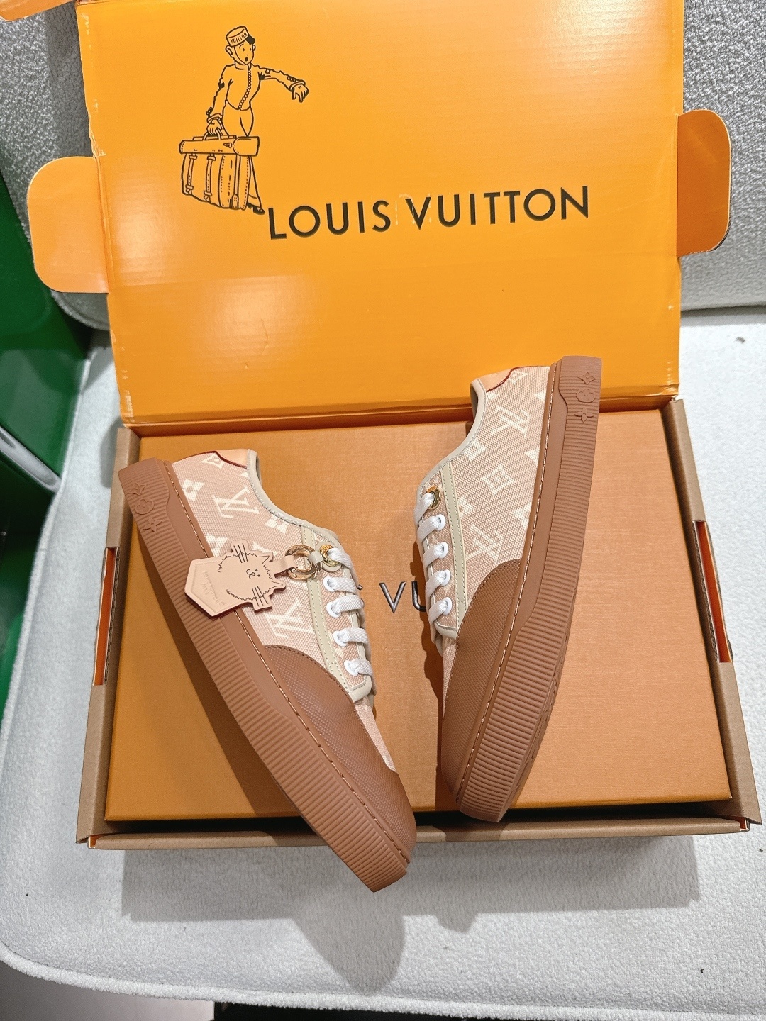 Louis Vuitton Monogram Canvas Low-Top Sneakers - Beige & Brown