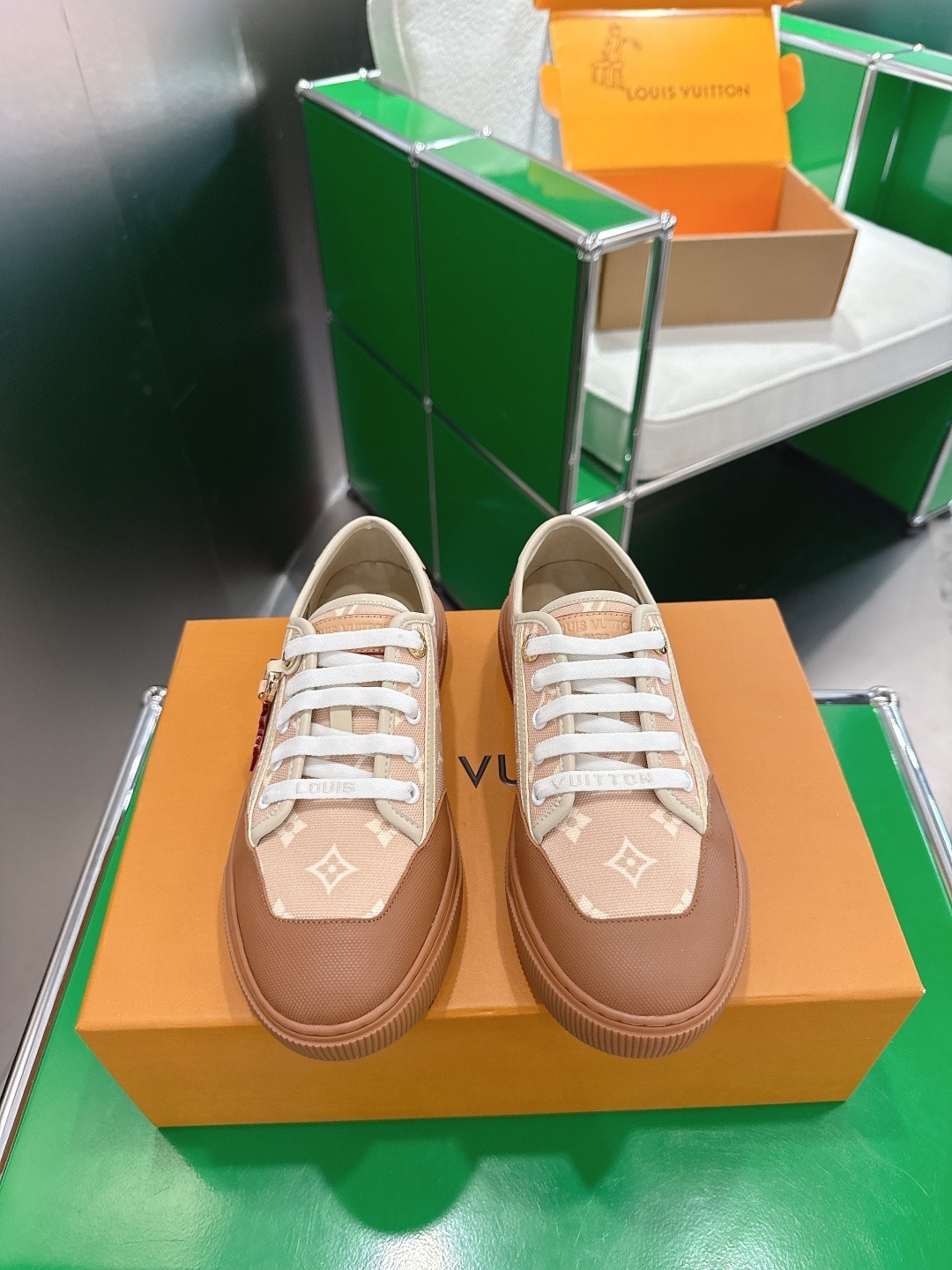 Louis Vuitton Monogram Canvas Low-Top Sneakers – Beige & Brown