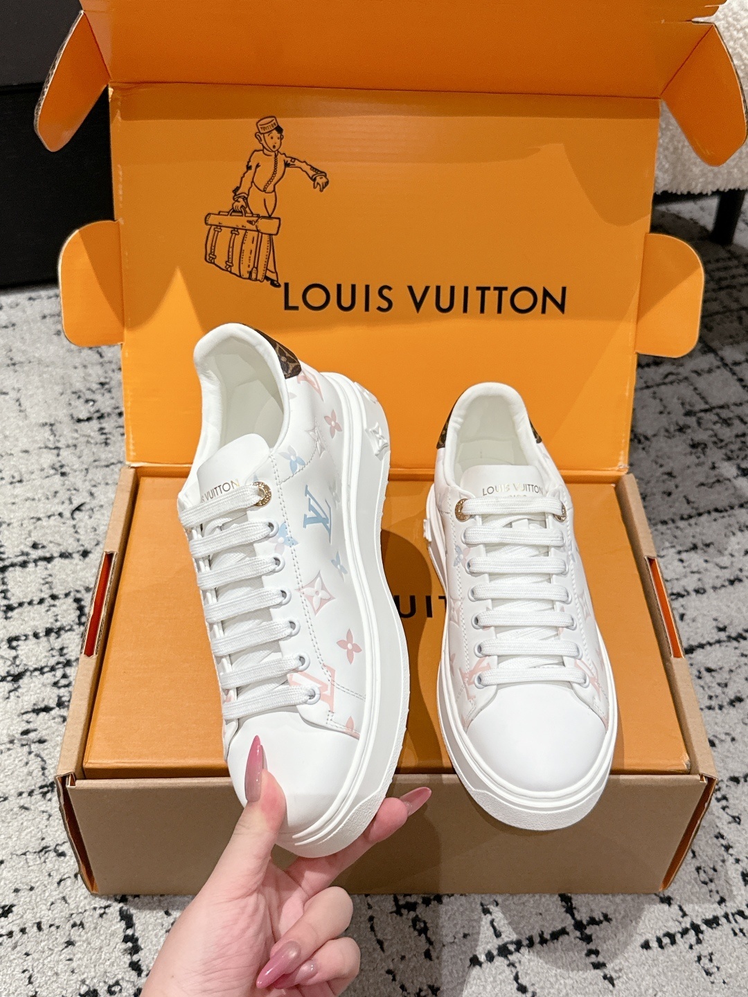 Louis Vuitton Time Out Sneaker White Pastel Monogram Leather