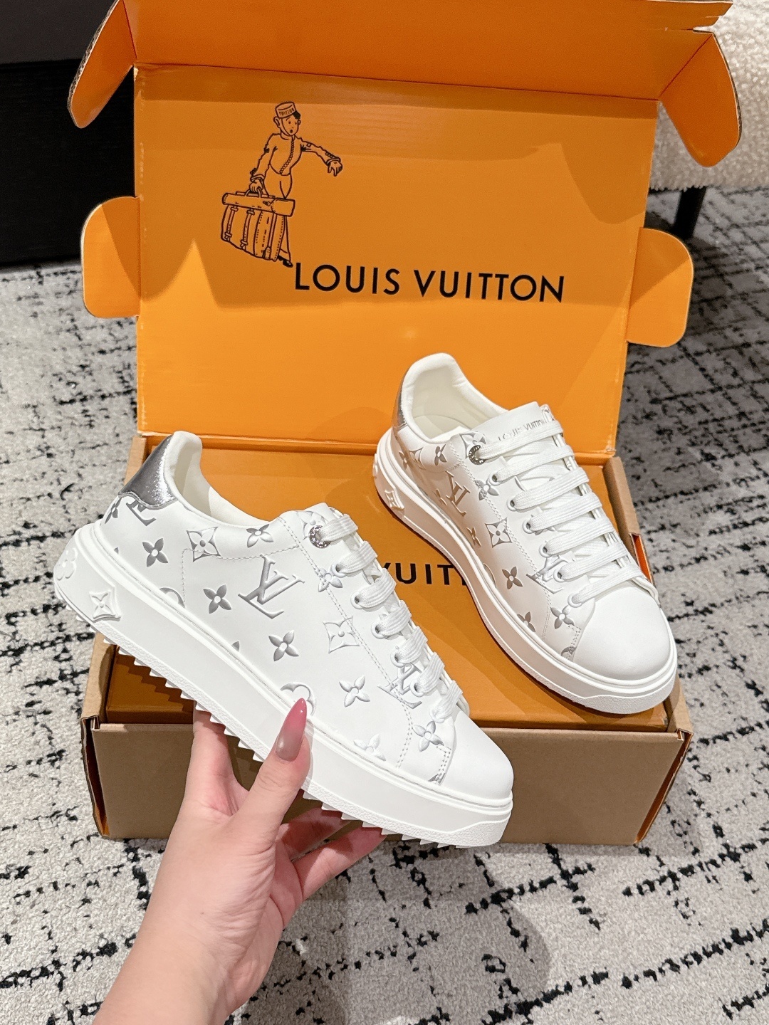 Louis Vuitton White Monogram Leather Low-Top Sneakers