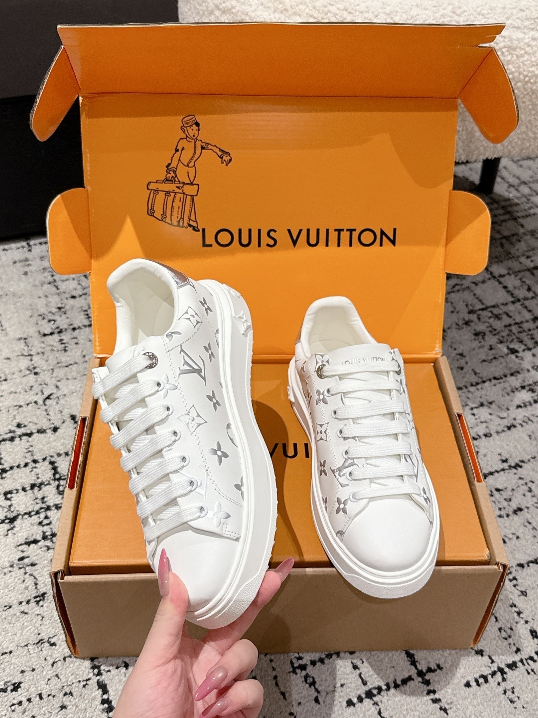 Louis Vuitton White Monogram Leather Low-Top Sneakers