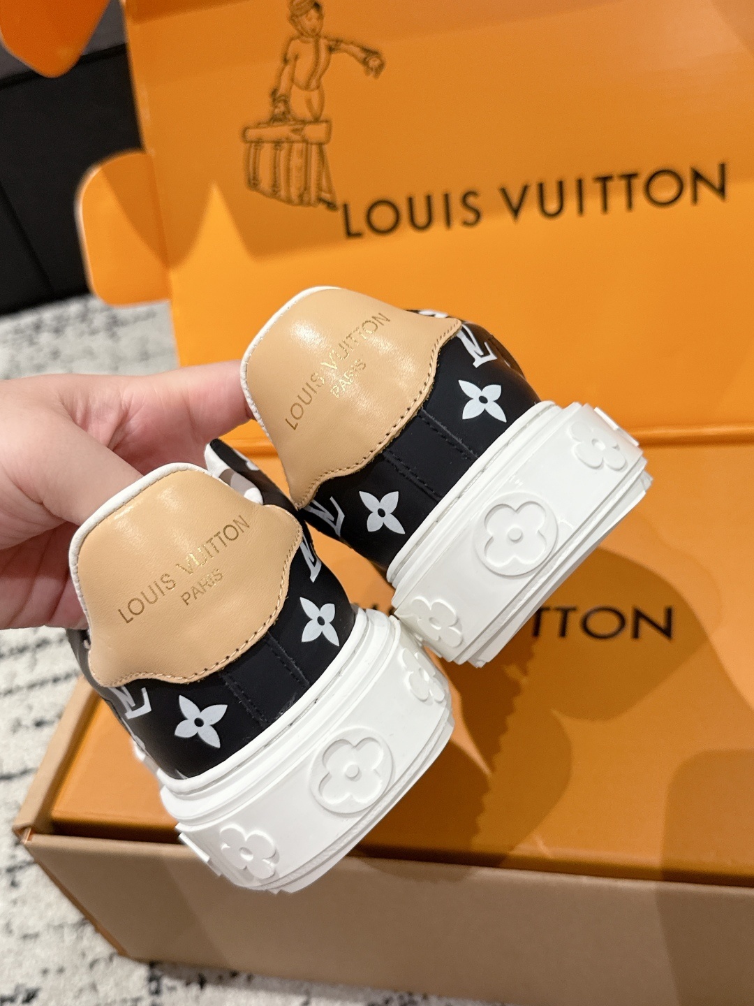 Louis Vuitton Monogram Leather Sneakers - Black & White Luxury Shoes