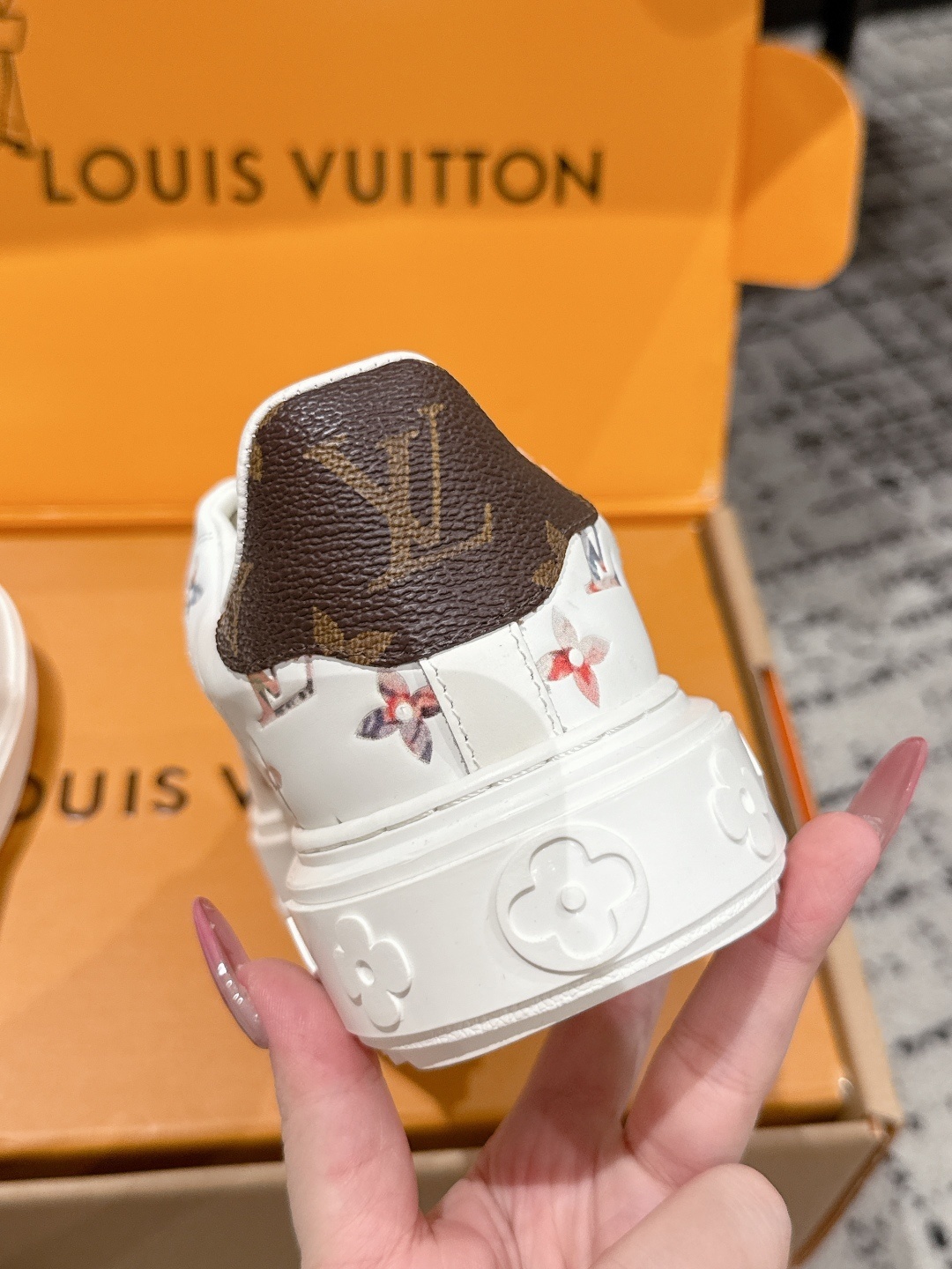 Louis Vuitton Women's White Monogram Print Low-Top Sneakers