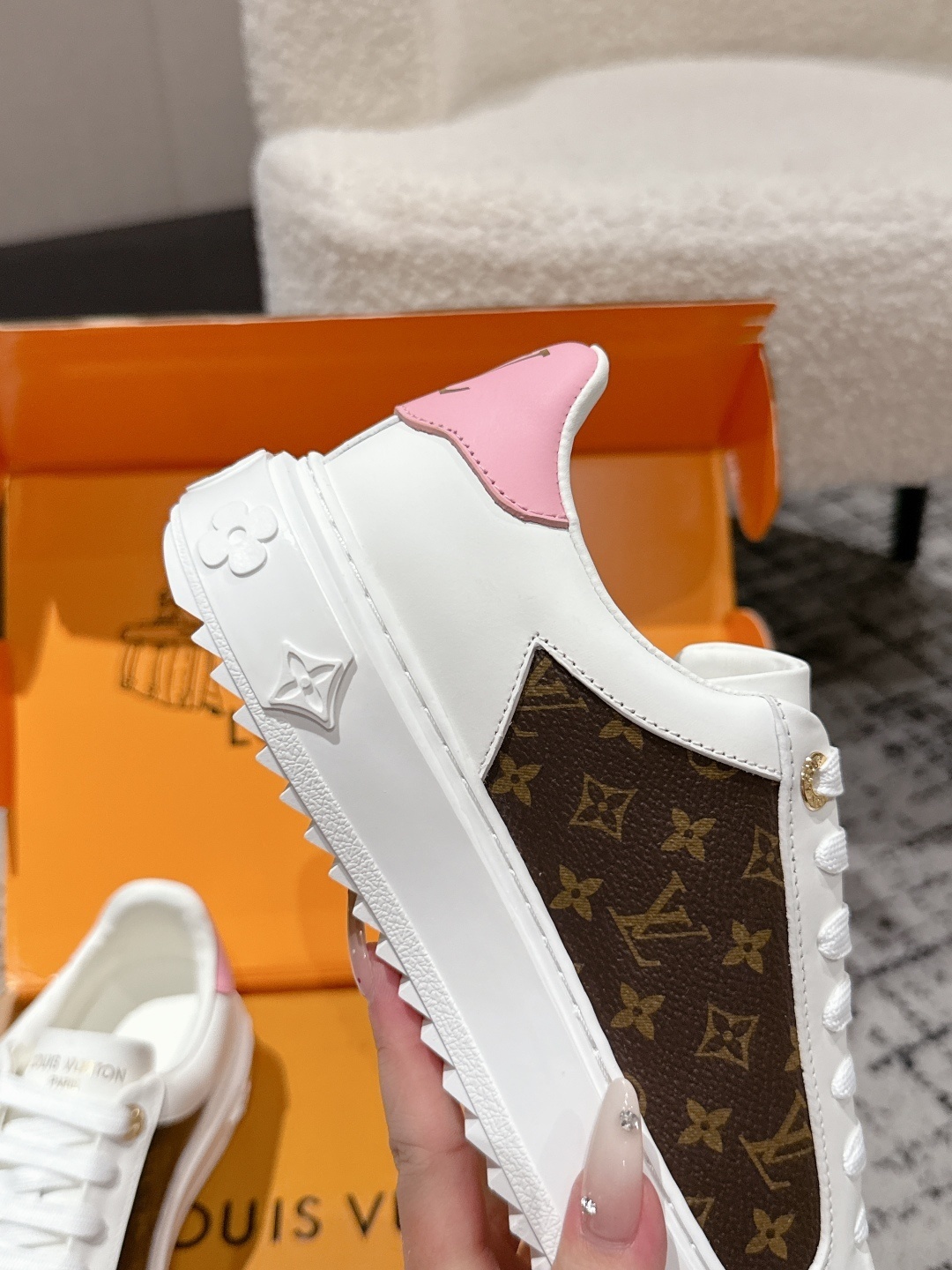 Louis Vuitton Frontrow White Monogram Pink Floral Sneakers
