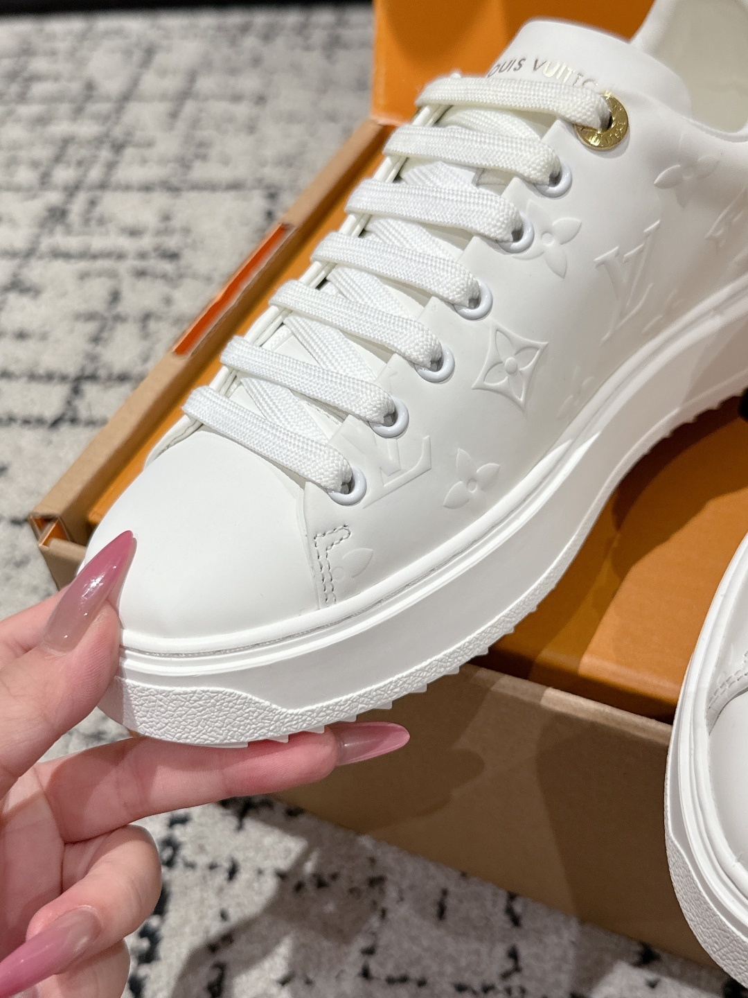 Louis Vuitton White Monogram Embossed Leather Sneakers