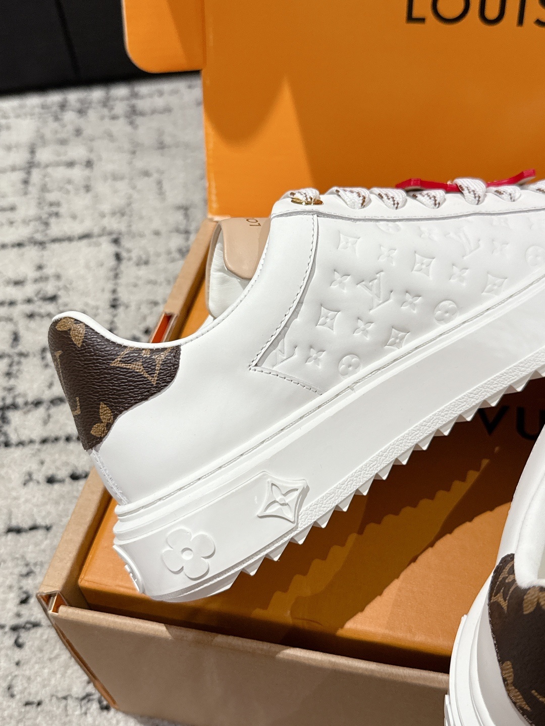 Louis Vuitton White Monogram Embossed Sneakers with Large LV Logo