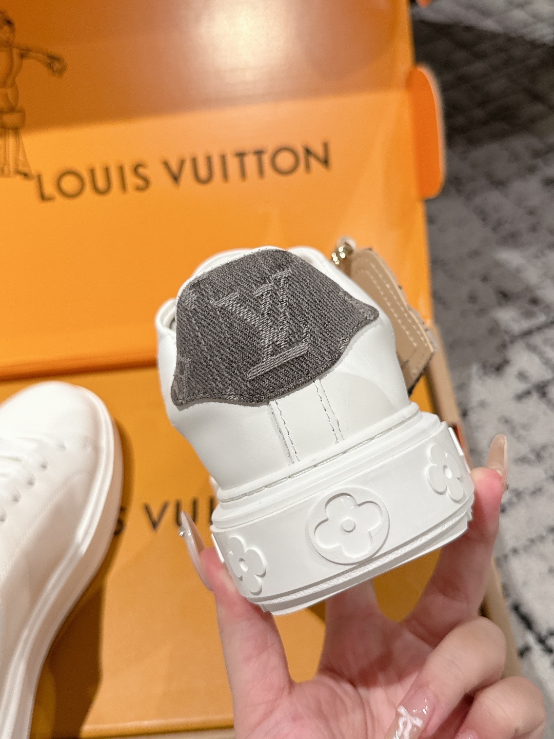 Louis Vuitton White Leather Frontrow Sneakers with Gold Details