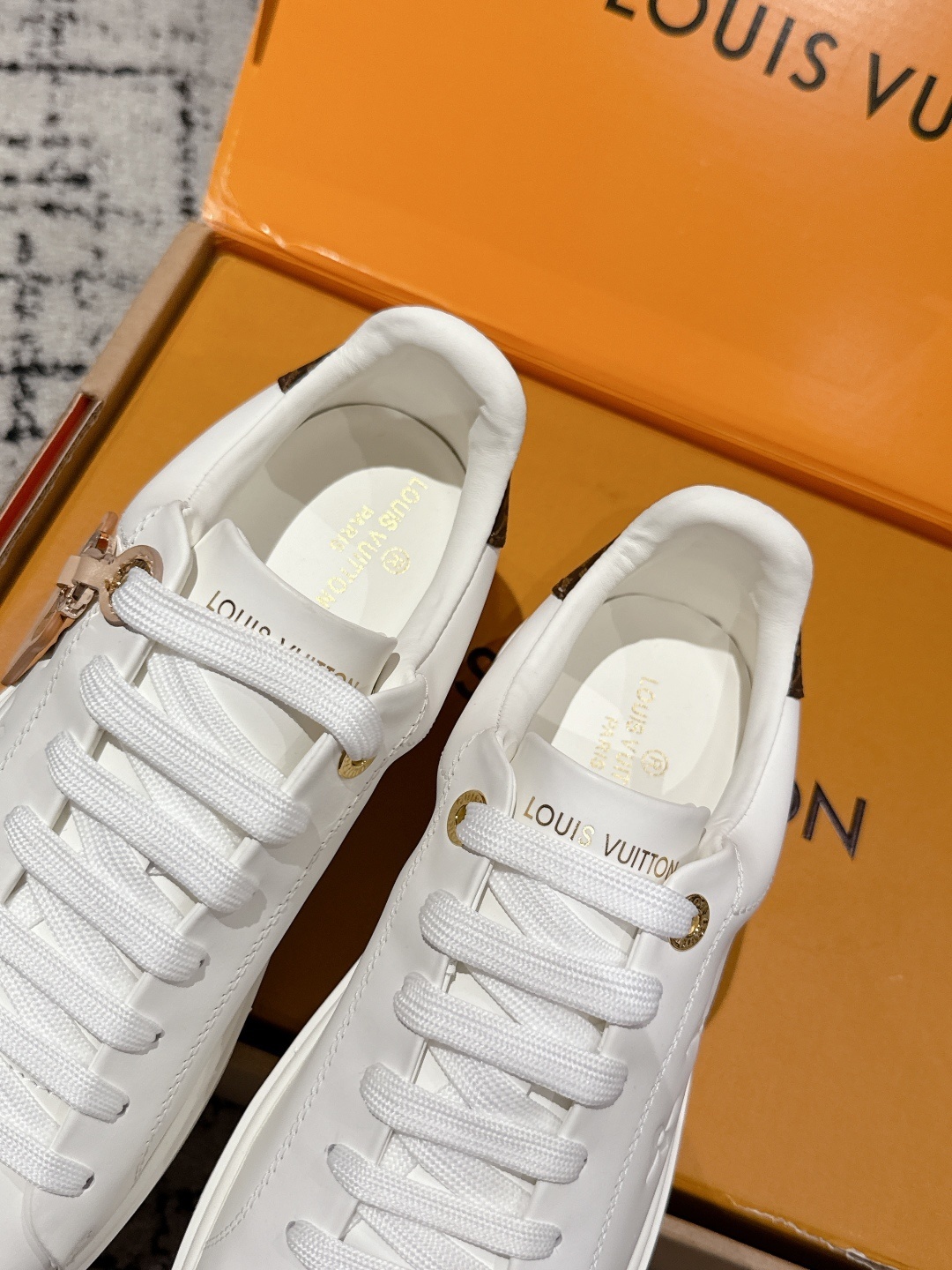 Louis Vuitton Time Out Sneaker - White Leather with Monogram Trim
