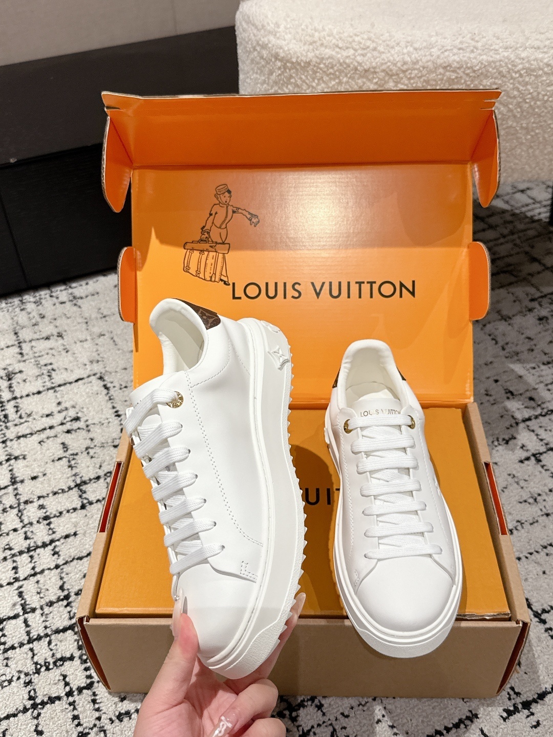Louis Vuitton Time Out Sneaker - White Leather with Monogram Trim