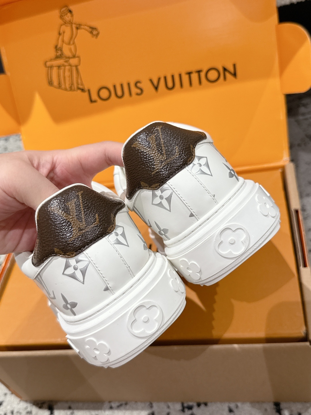 Louis Vuitton White Monogram Time Out Sneakers with Metal Charms