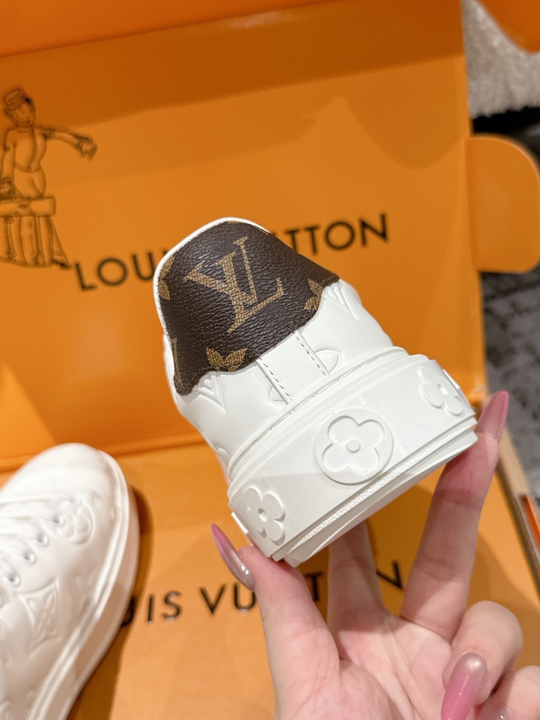 Louis Vuitton White Monogram Embossed Leather Sneakers for Women