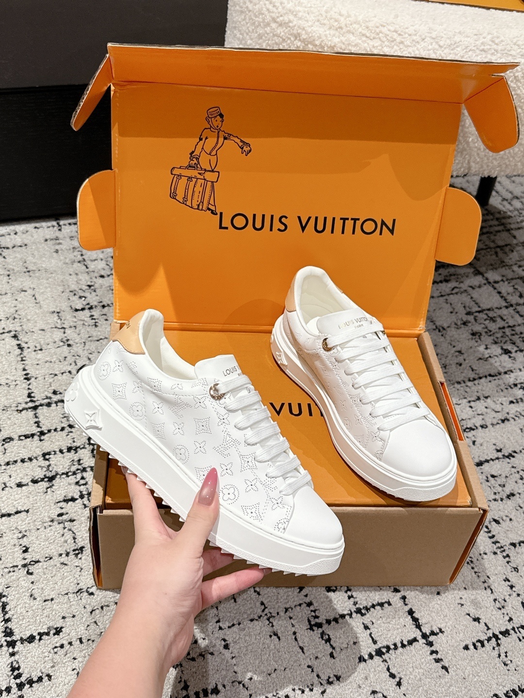 Louis Vuitton White Monogram Embossed Leather Low-Top Sneakers