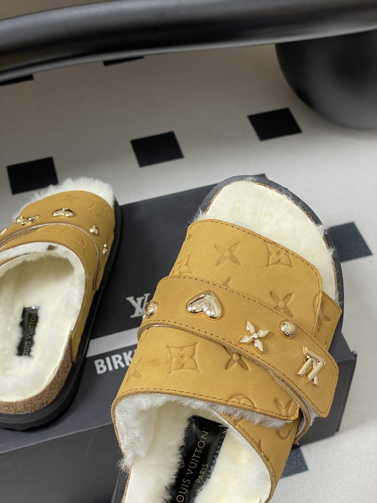 Louis Vuitton Monogram Shearling Flat Comfort Sandals