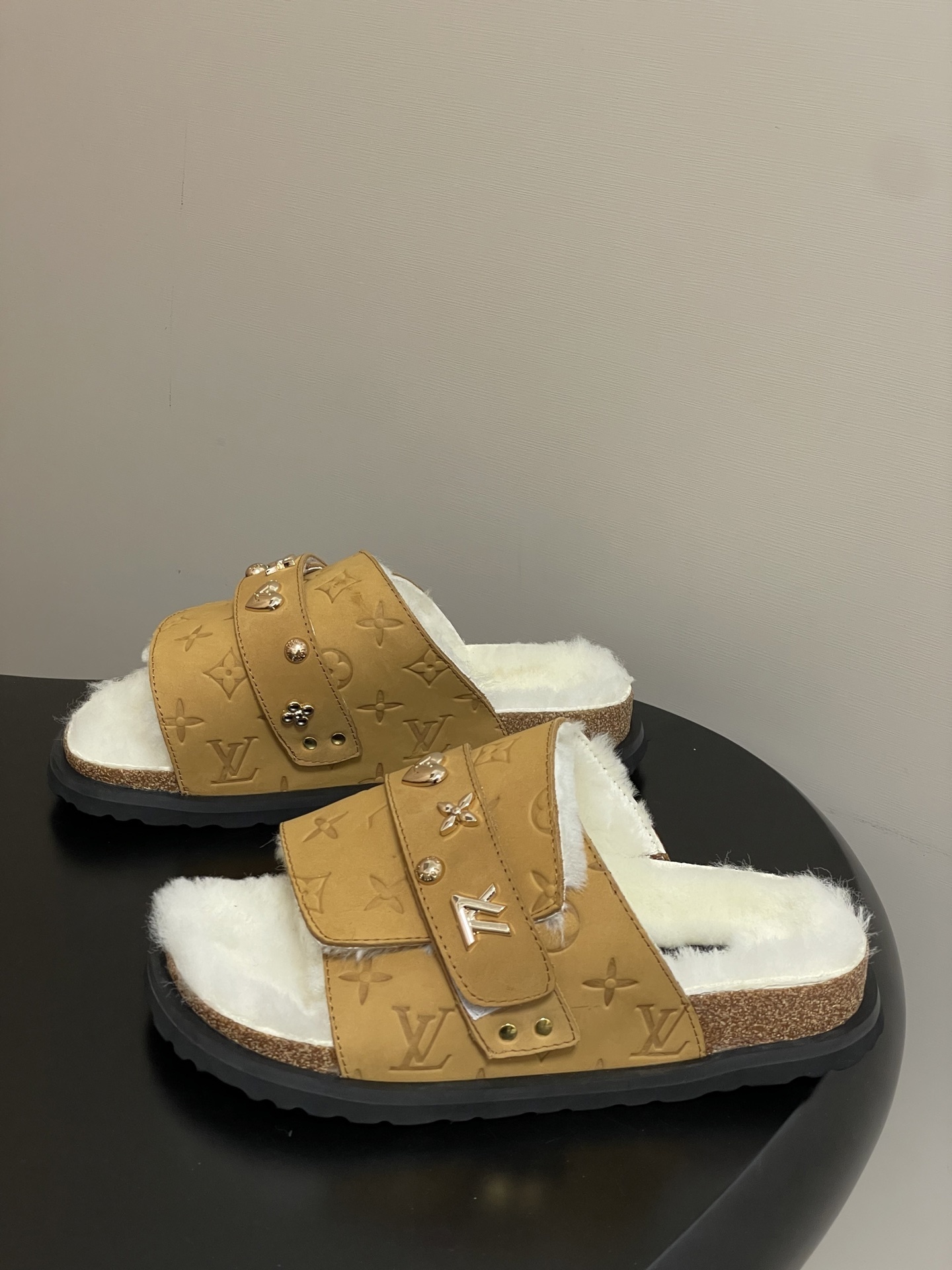 Louis Vuitton Monogram Shearling Flat Comfort Sandals