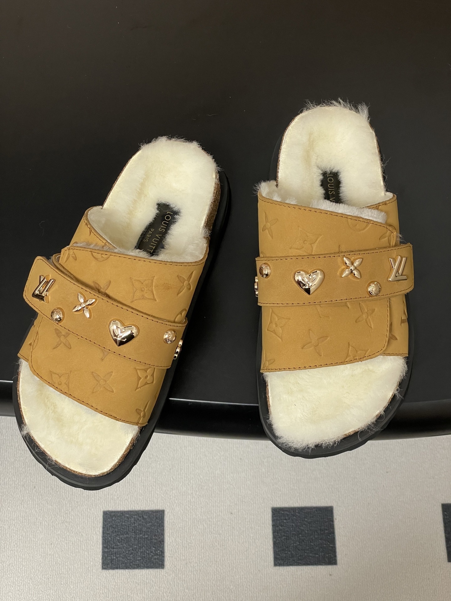 Louis Vuitton Monogram Shearling Flat Comfort Sandals
