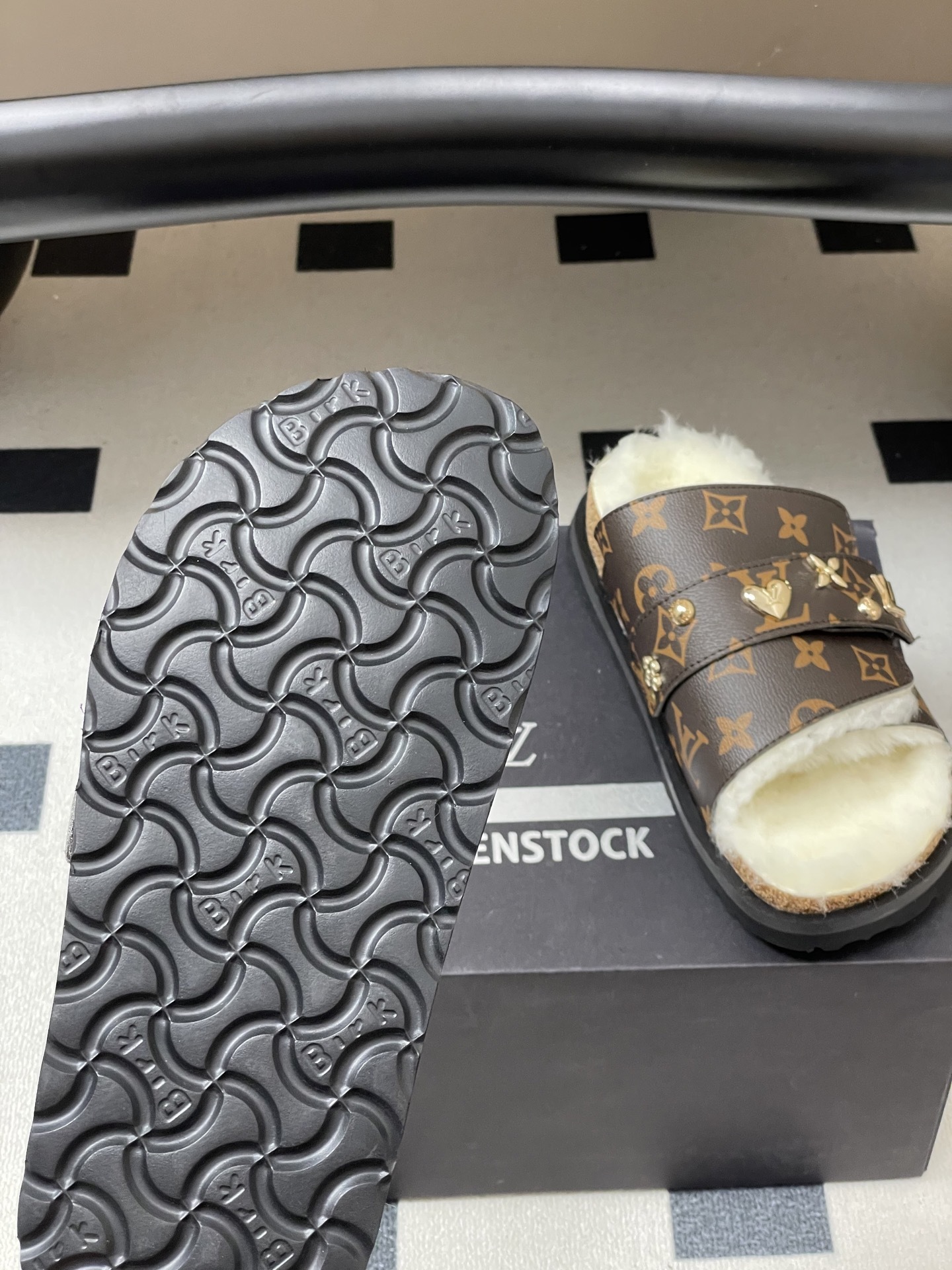 Louis Vuitton Paseo Flat Comfort Mule Monogram Shearling Sandals