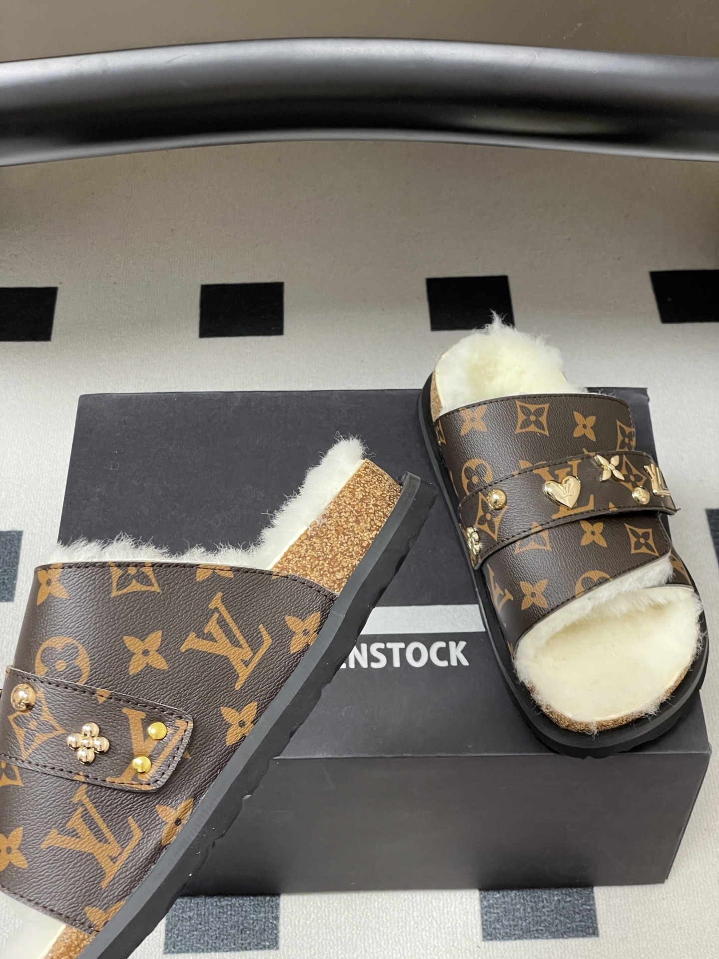 Louis Vuitton Paseo Flat Comfort Mule Monogram Shearling Sandals