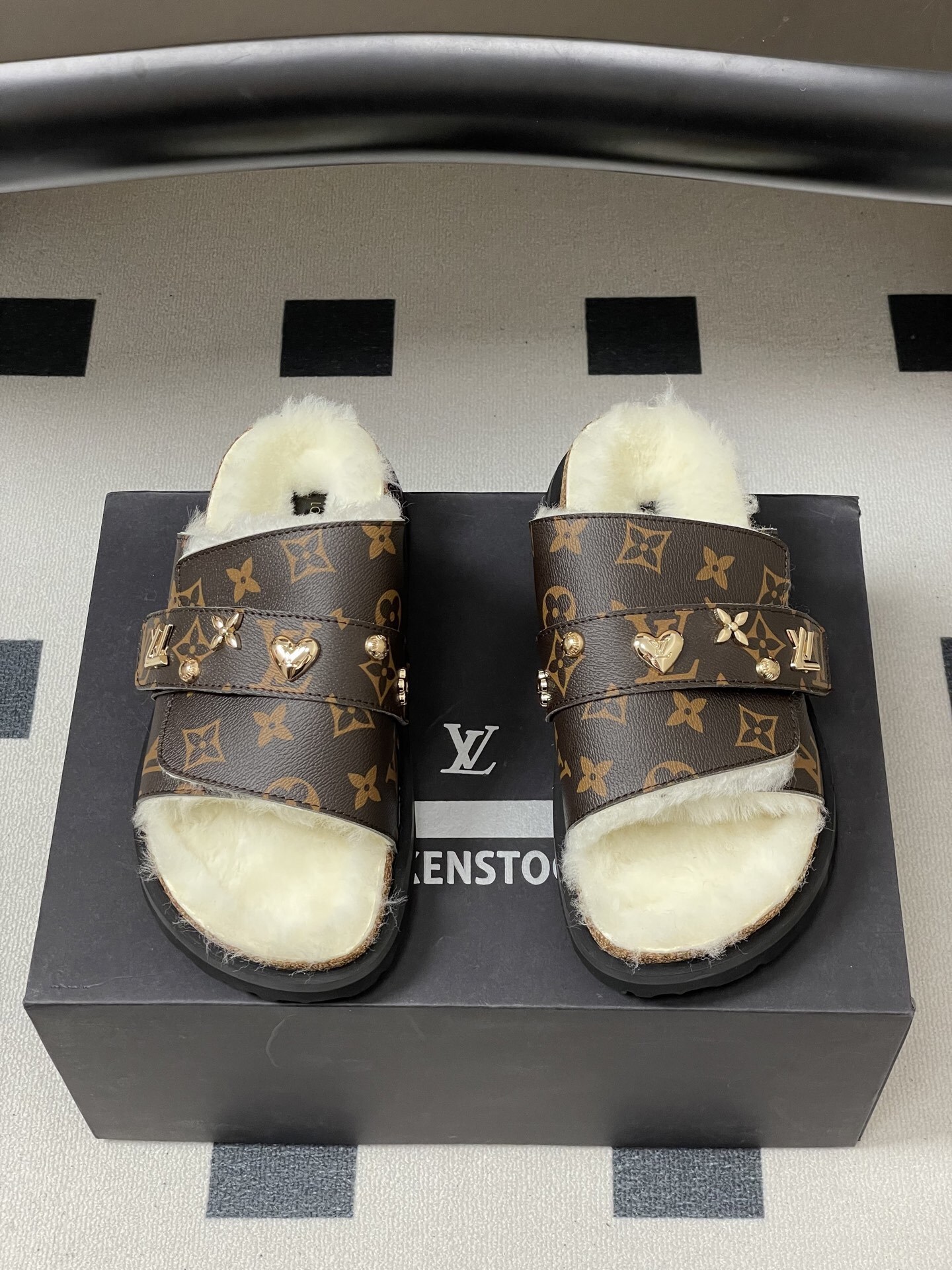 Louis Vuitton Paseo Flat Comfort Mule Monogram Shearling Sandals