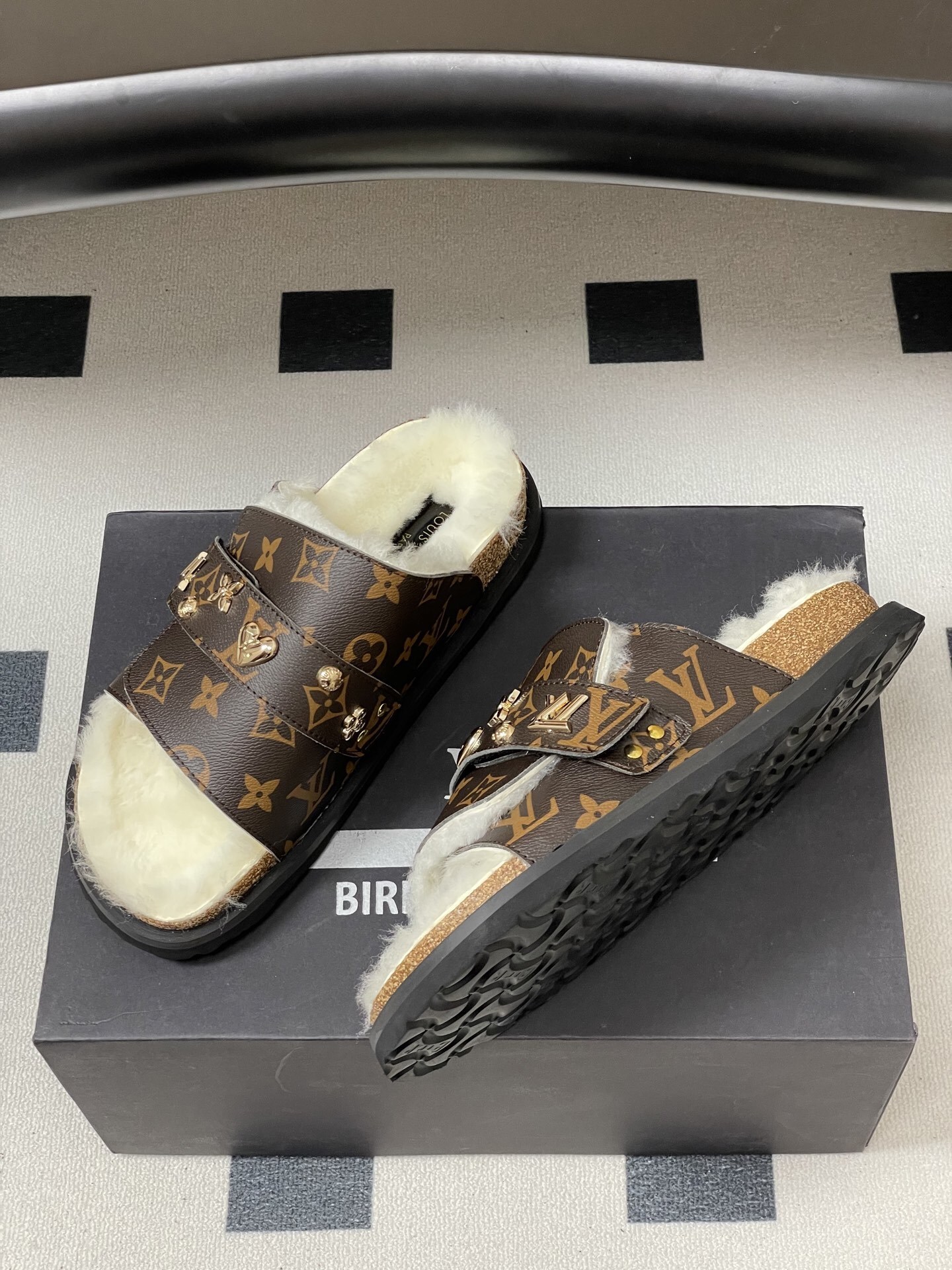 Louis Vuitton Paseo Flat Comfort Mule Monogram Shearling Sandals