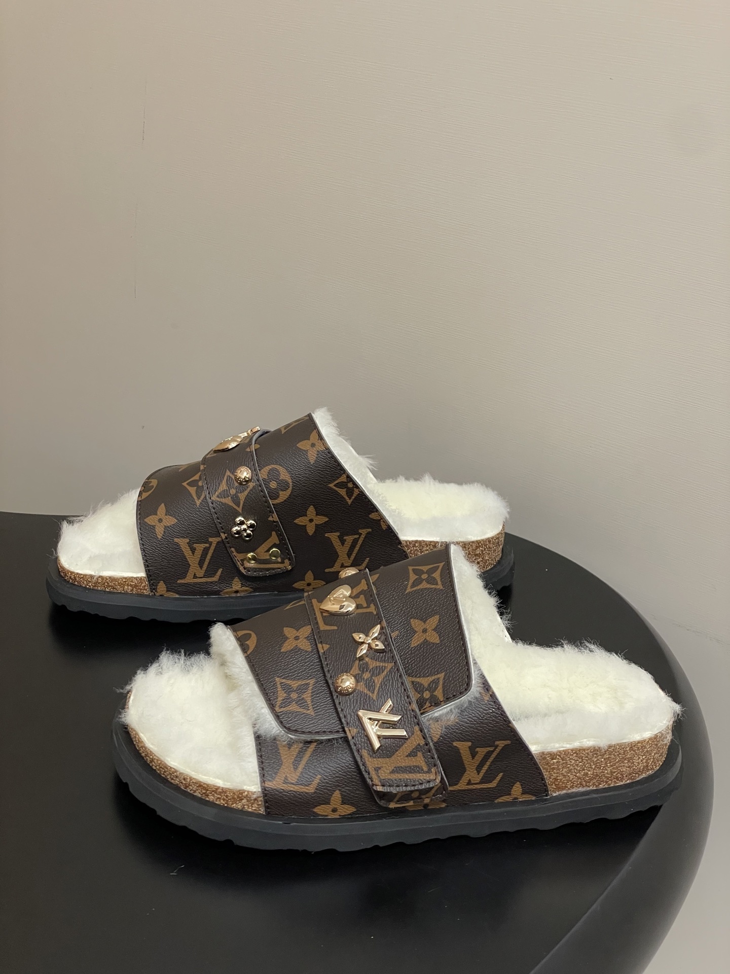 Louis Vuitton Paseo Flat Comfort Mule Monogram Shearling Sandals