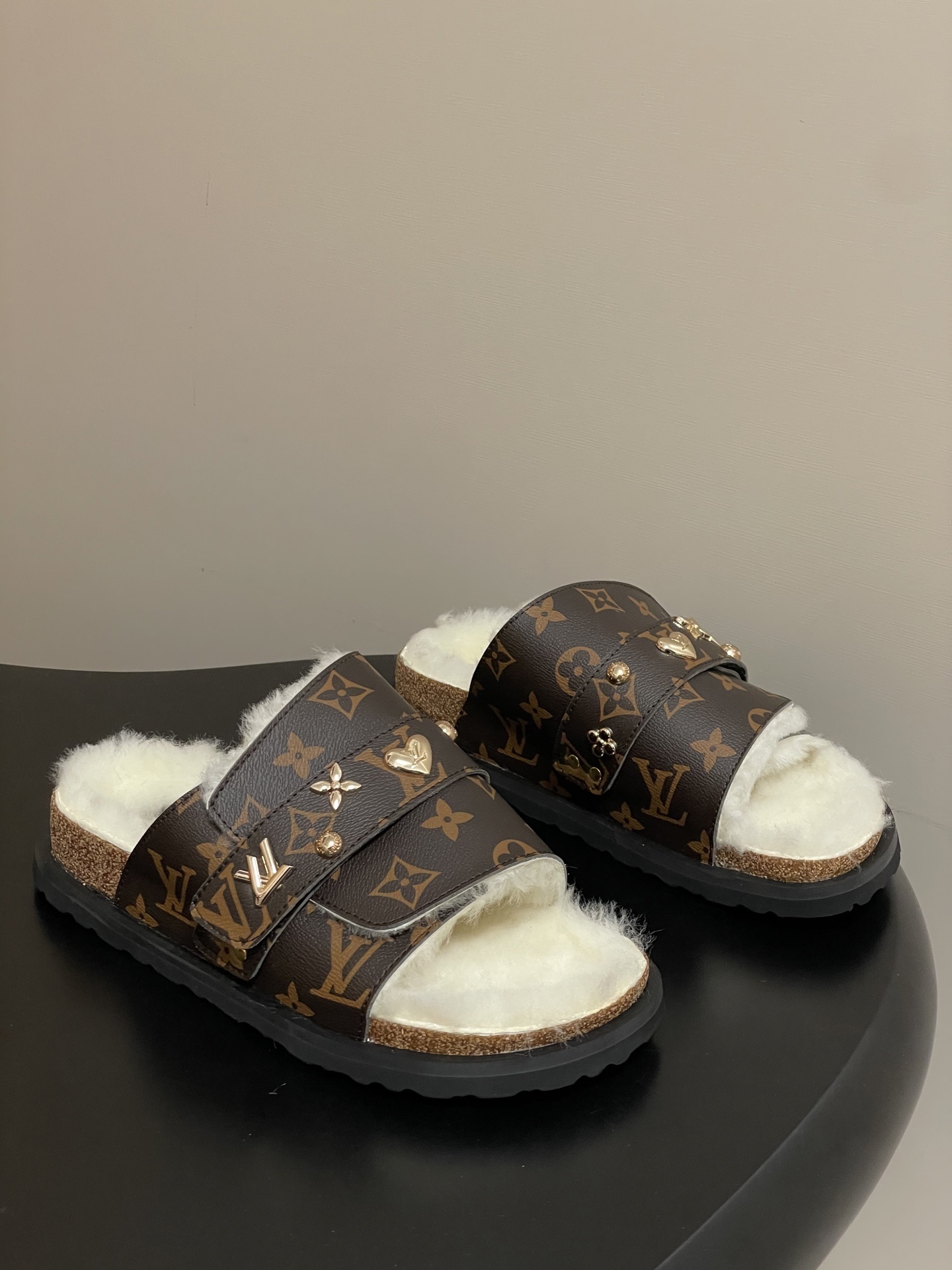 Louis Vuitton Paseo Flat Comfort Mule Monogram Shearling Sandals