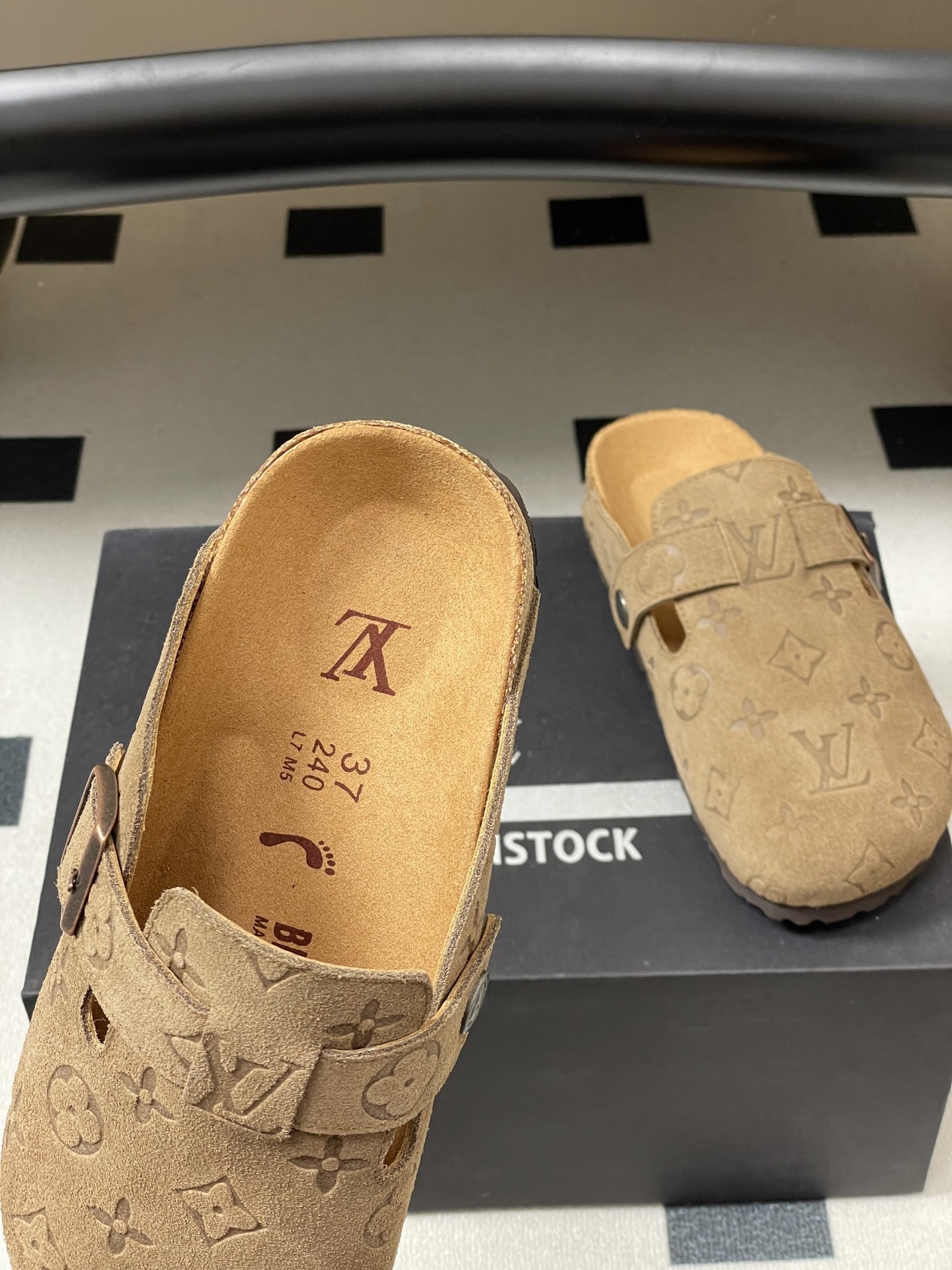 Luxury LV Monogram Suede Clogs - Premium Sand Beige Comfort Mules