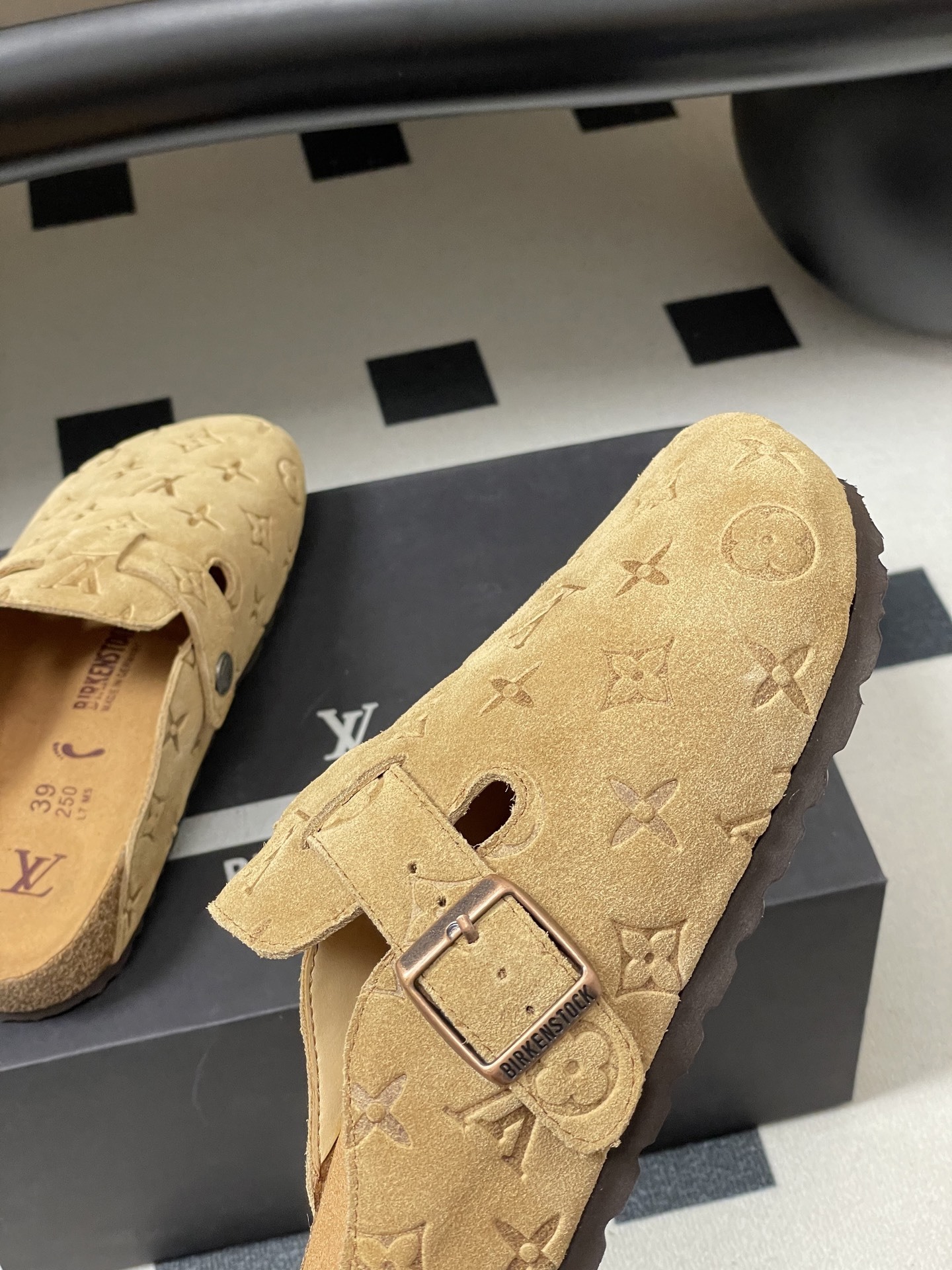 Luxury Monogram Embossed Suede Clogs - Premium Comfort Mules