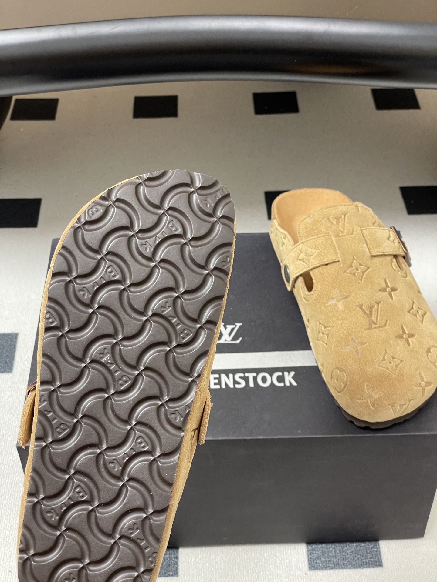 Luxury Monogram Embossed Suede Clogs - Premium Comfort Mules