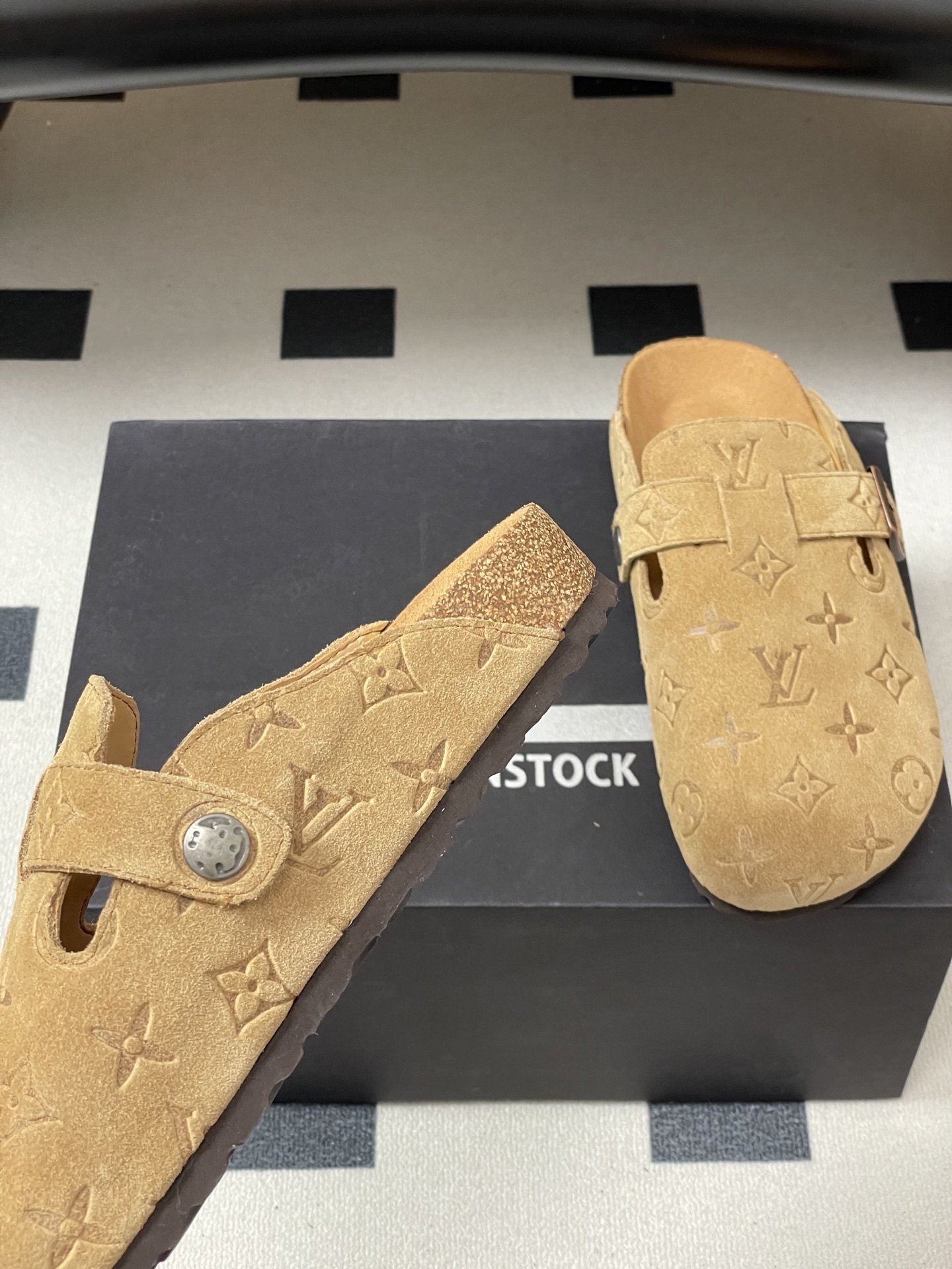 Luxury Monogram Embossed Suede Clogs - Premium Comfort Mules