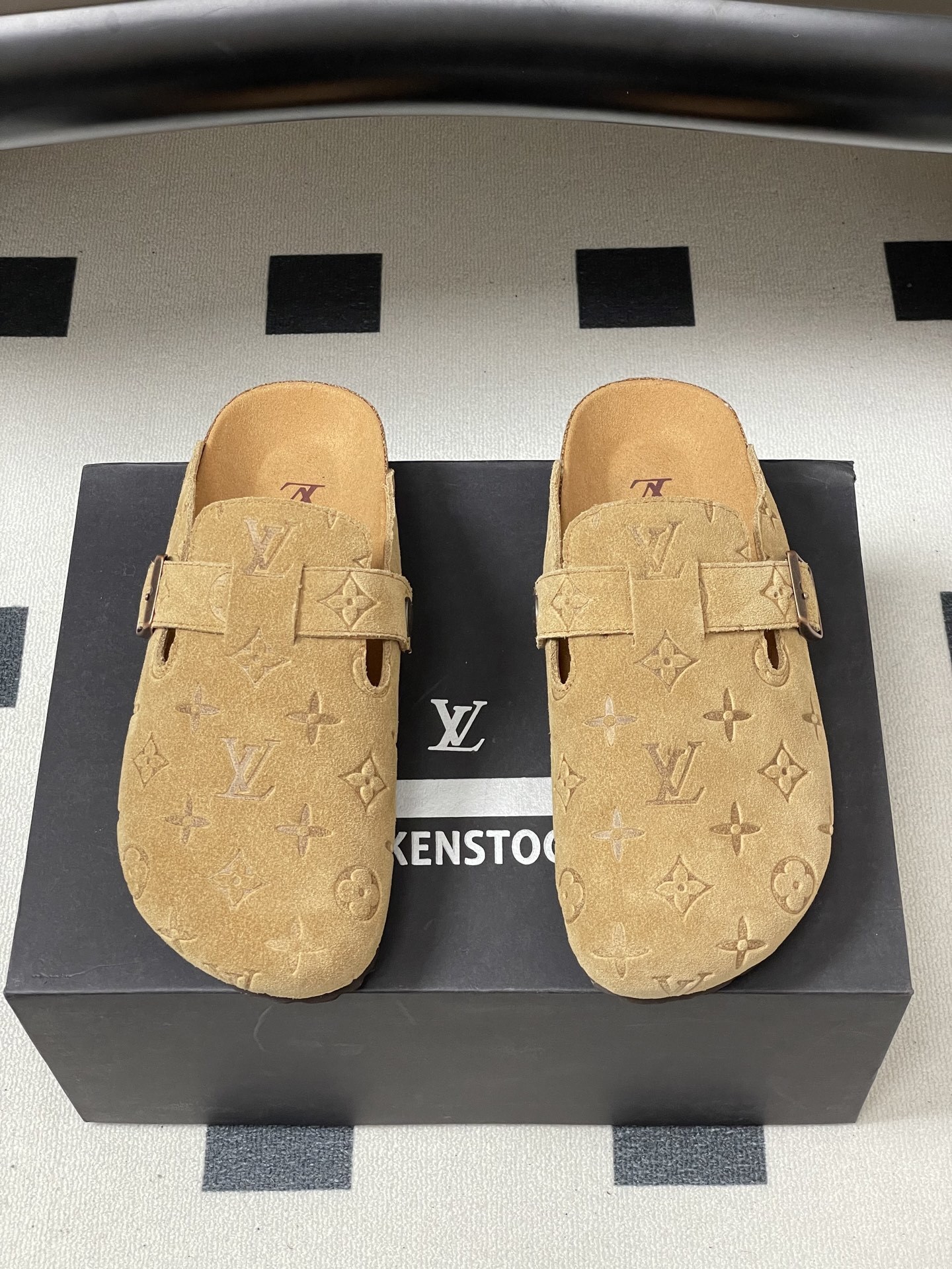 Luxury Monogram Embossed Suede Clogs - Premium Comfort Mules