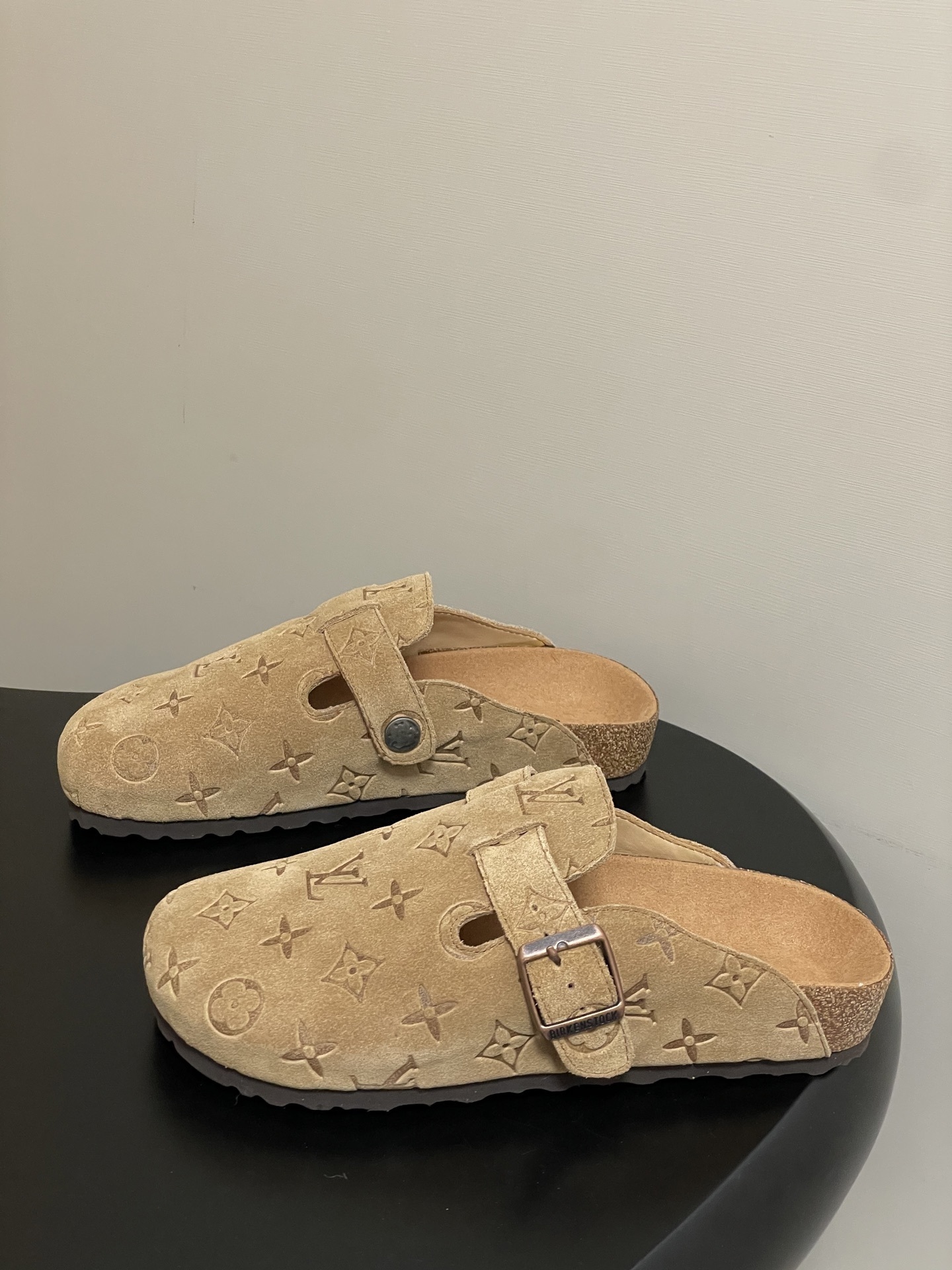 Luxury Monogram Embossed Suede Clogs - Premium Comfort Mules