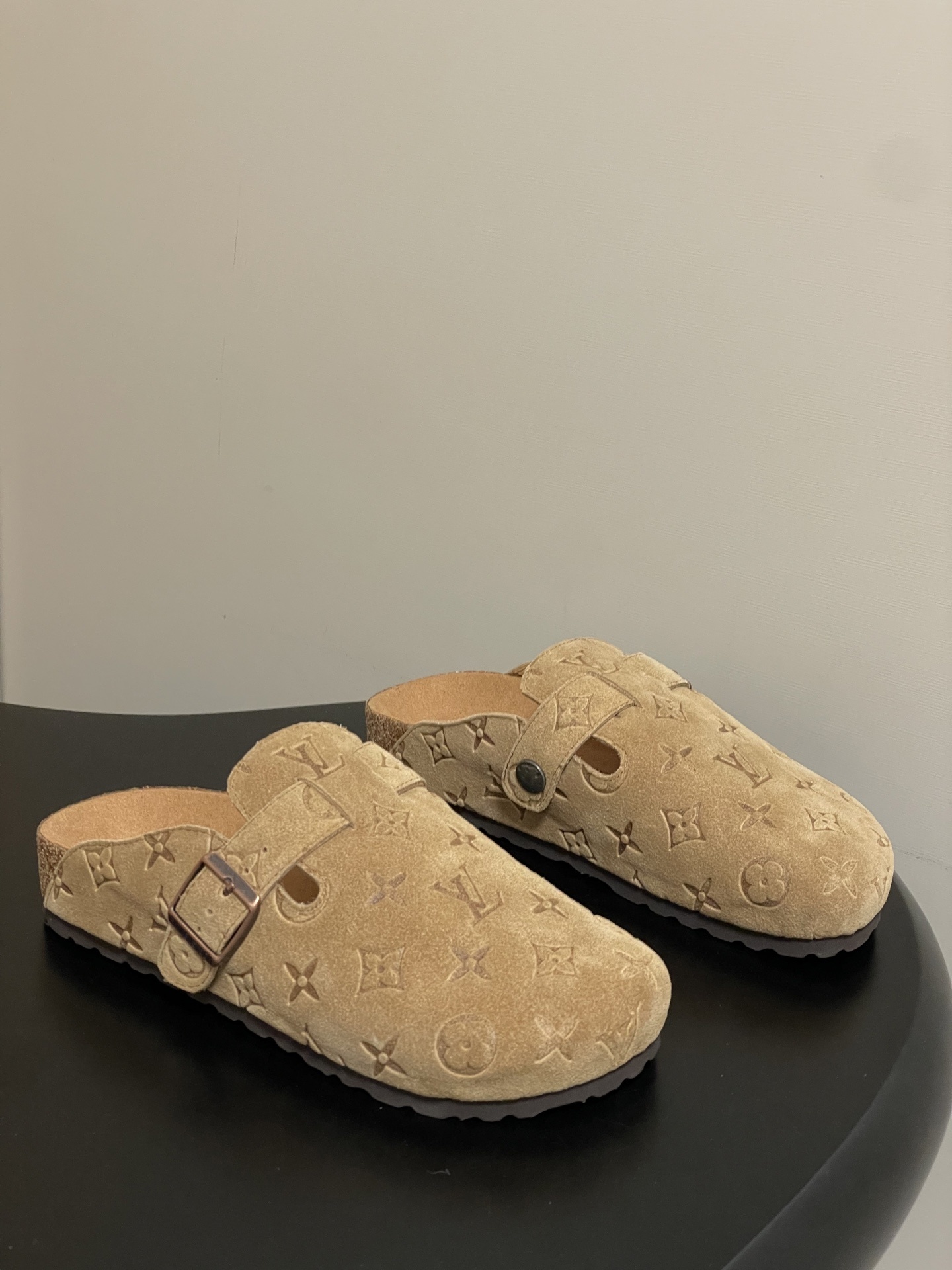 Luxury Monogram Embossed Suede Clogs – Premium Comfort Mules