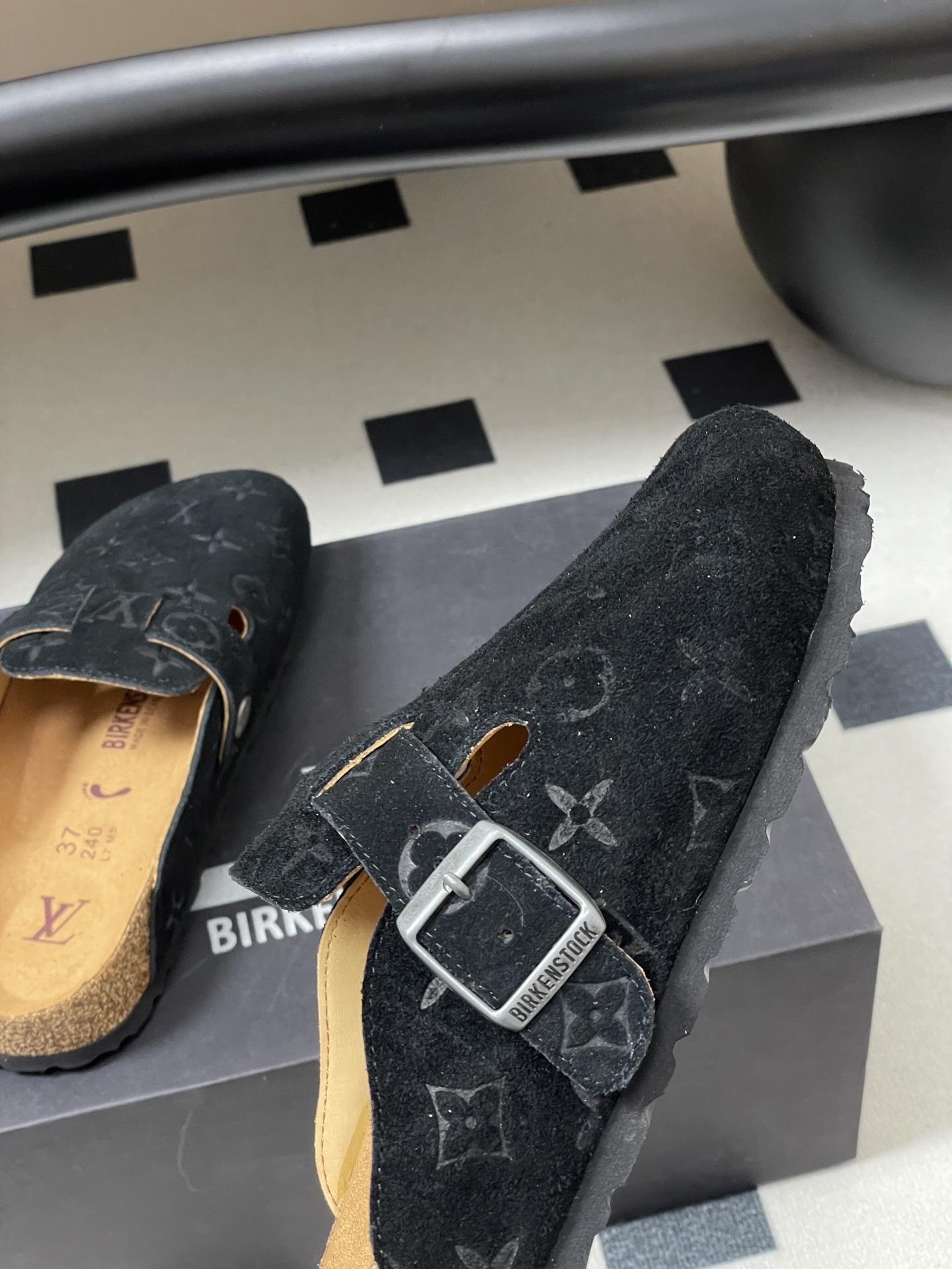 Luxury Black Monogram Suede Clogs - Premium Designer Mules