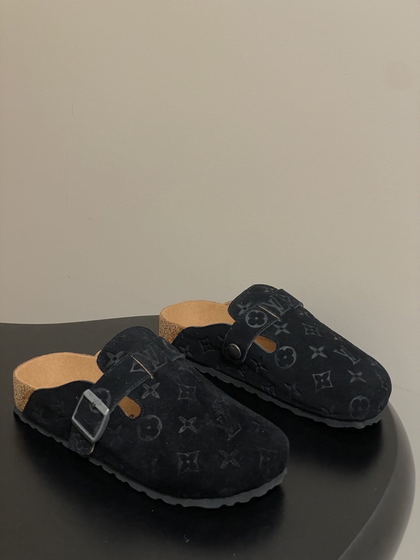 Luxury Black Monogram Suede Clogs – Premium Designer Mules